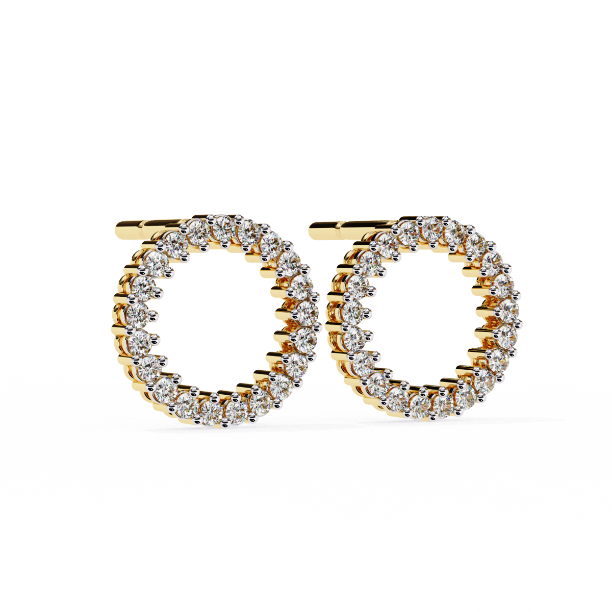 Reverra 14K Gold Round Lab Grown Diamond Open Circle Stud Earrings For Women, CTTW-0.3