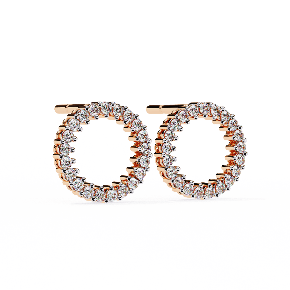 Reverra 14K Gold Round Lab Grown Diamond Open Circle Stud Earrings For Women, CTTW-0.3