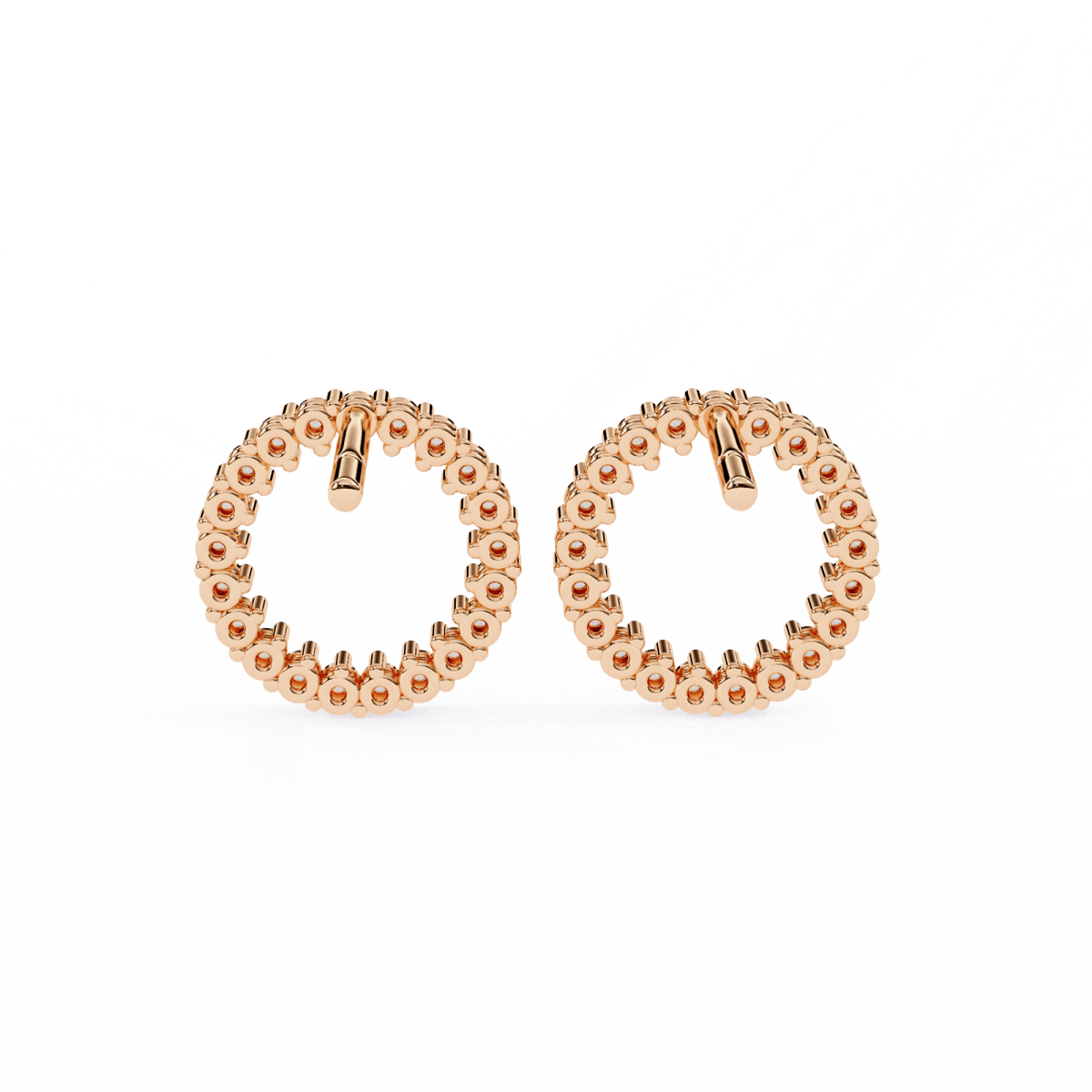 Reverra 14K Gold Round Lab Grown Diamond Open Circle Stud Earrings For Women, CTTW-0.3
