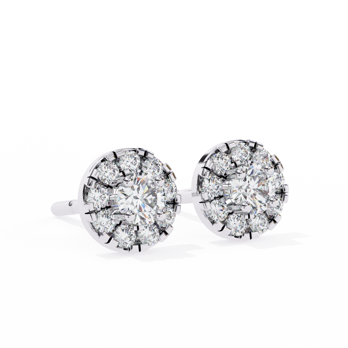 Reverra 14K Gold Round Halo Lab Grown Diamond Stud Earrings For Women, CTTW-0.26