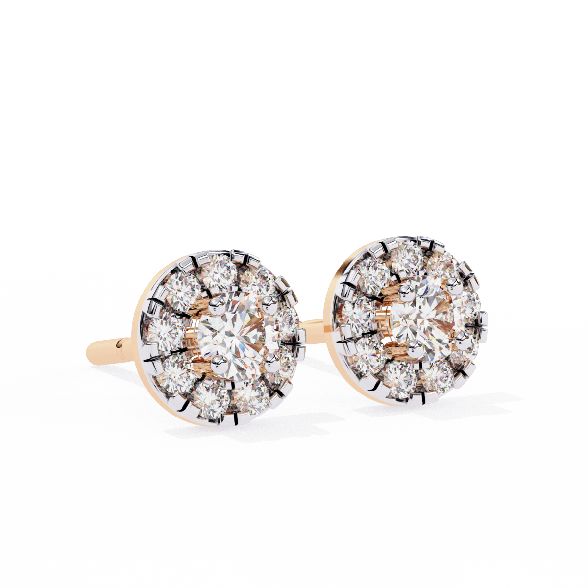 Reverra 14K Gold Round Halo Lab Grown Diamond Stud Earrings For Women, CTTW-0.26