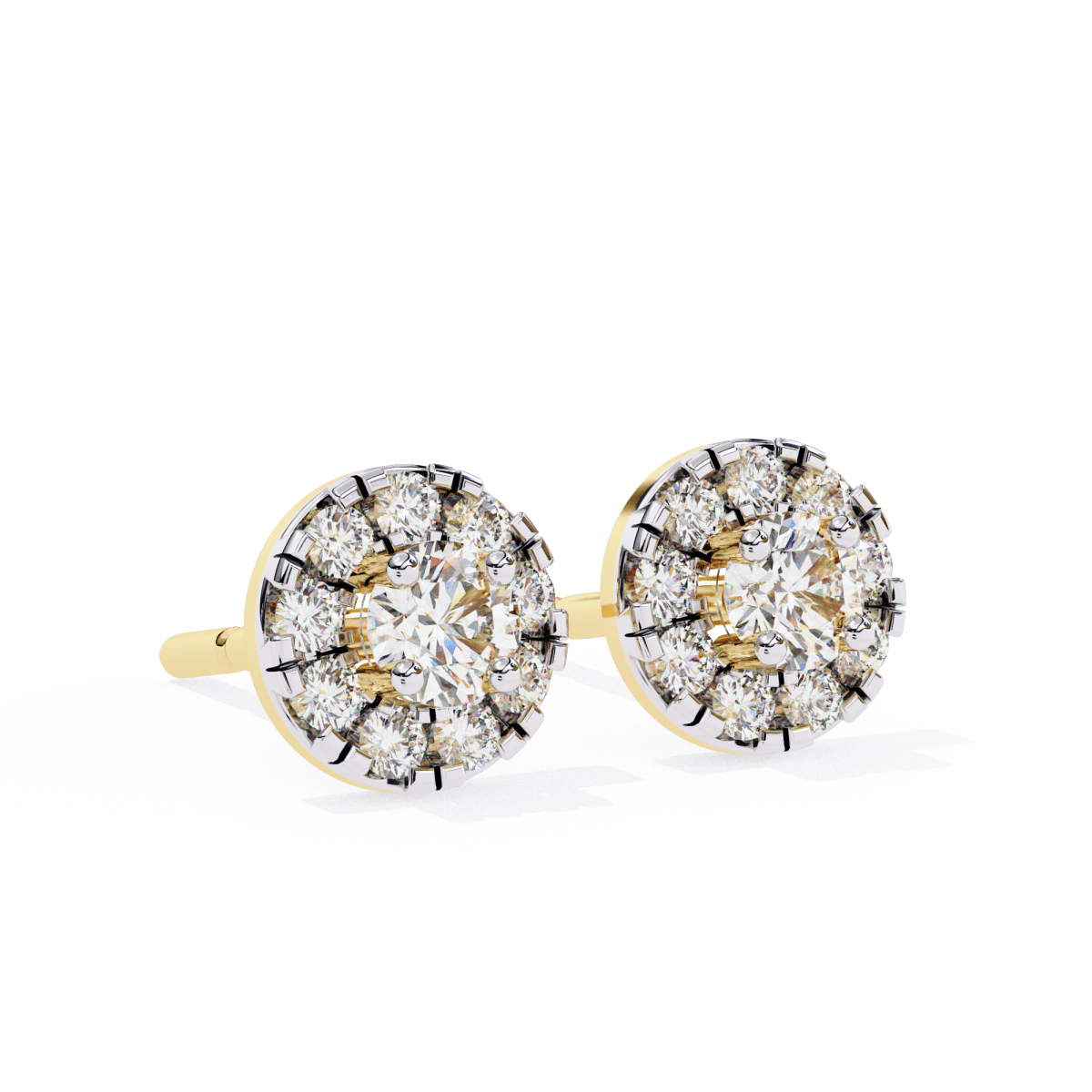 Reverra 14K Gold Round Halo Lab Grown Diamond Stud Earrings For Women, CTTW-0.26