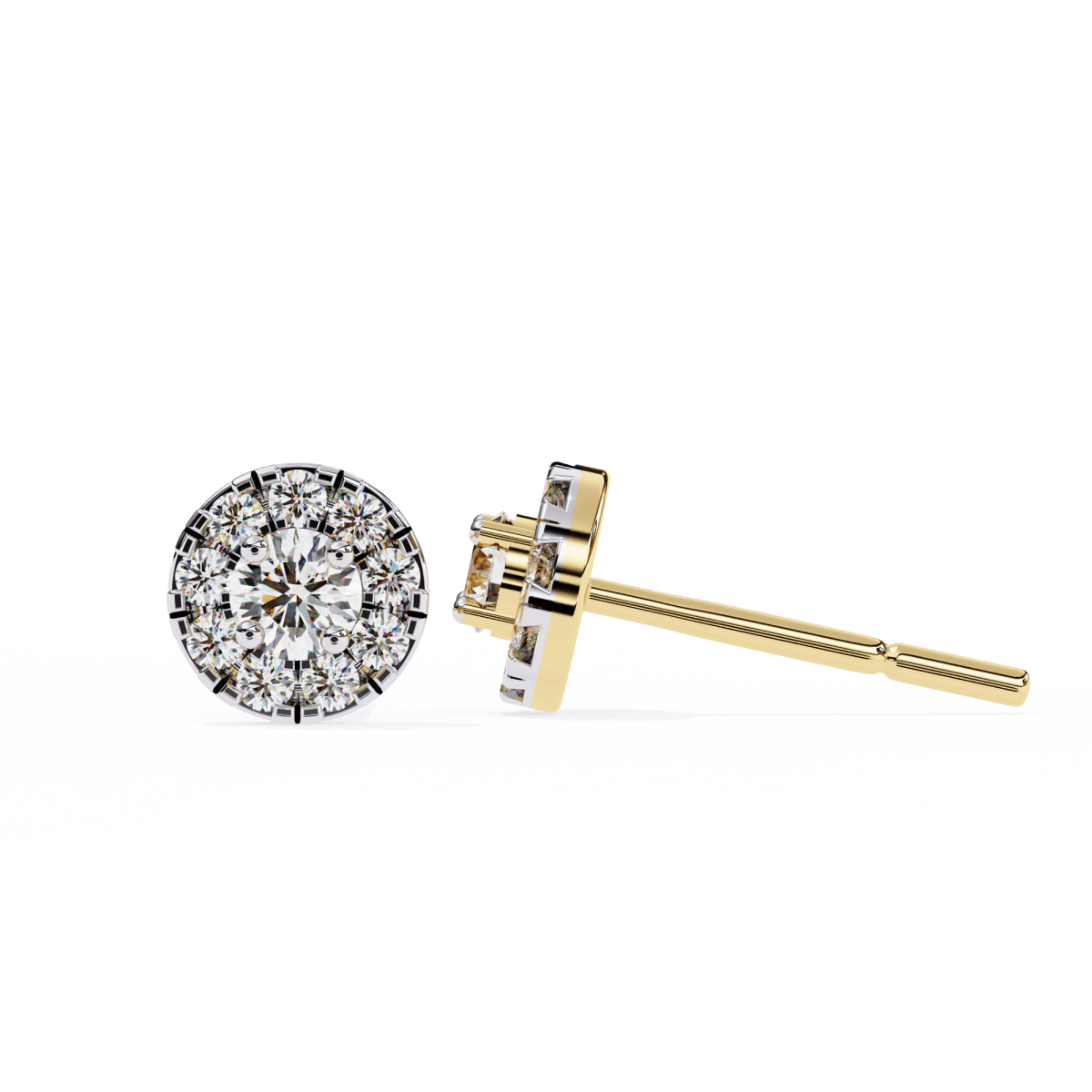 Reverra 14K Gold Round Halo Lab Grown Diamond Stud Earrings For Women, CTTW-0.26