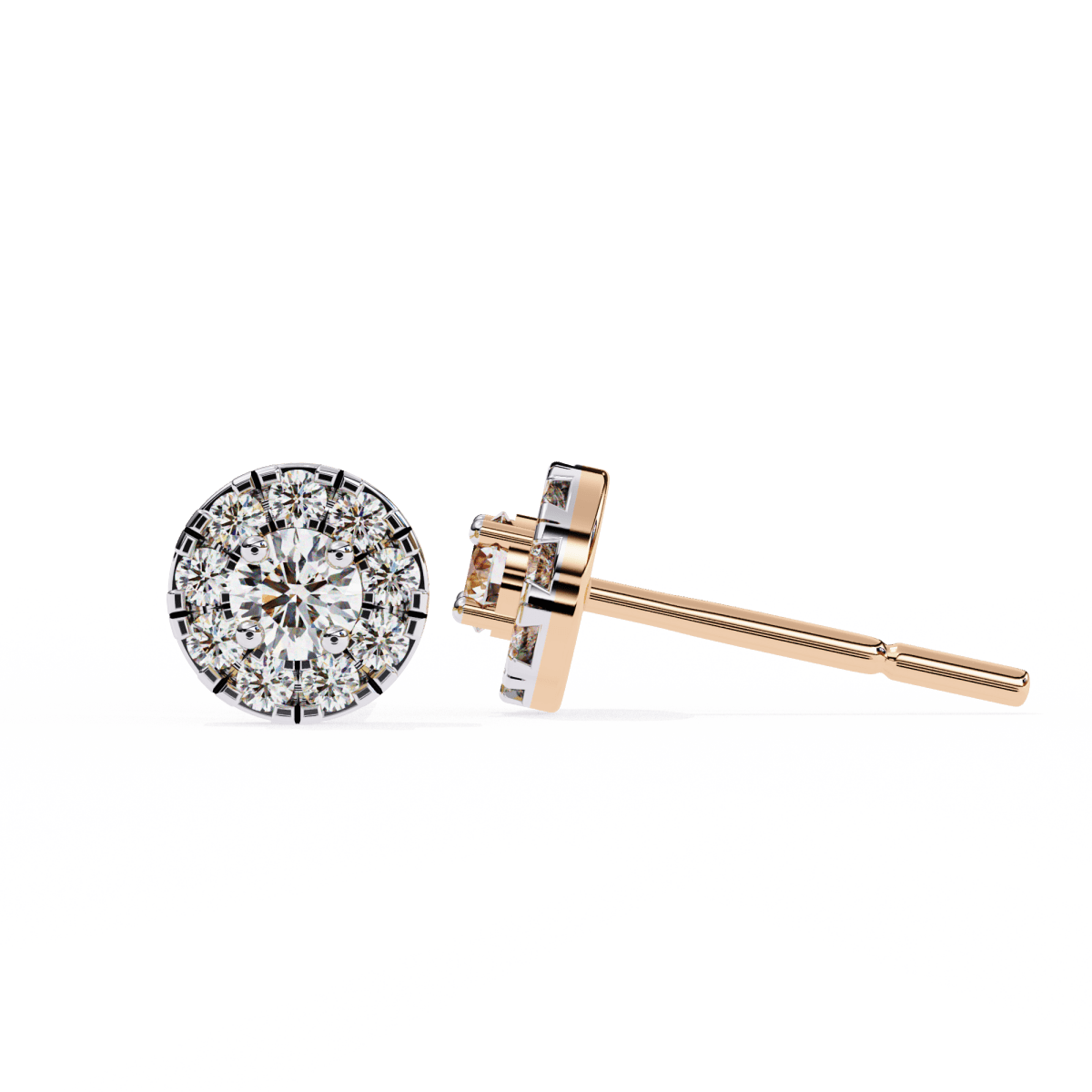 Reverra 14K Gold Round Halo Lab Grown Diamond Stud Earrings For Women, CTTW-0.26