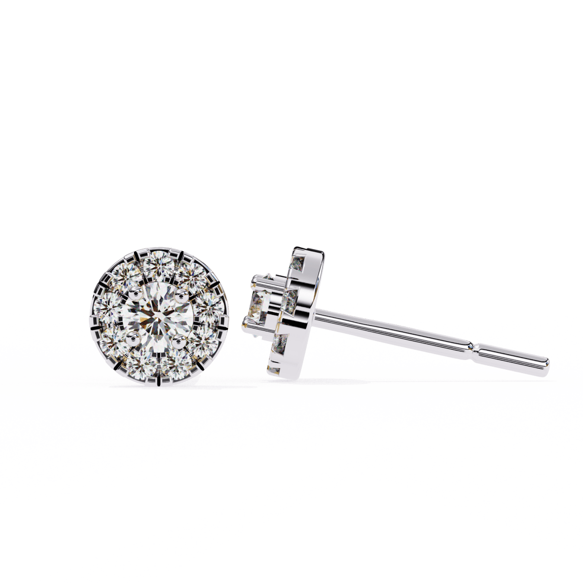 Reverra 14K Gold Round Halo Lab Grown Diamond Stud Earrings For Women, CTTW-0.26