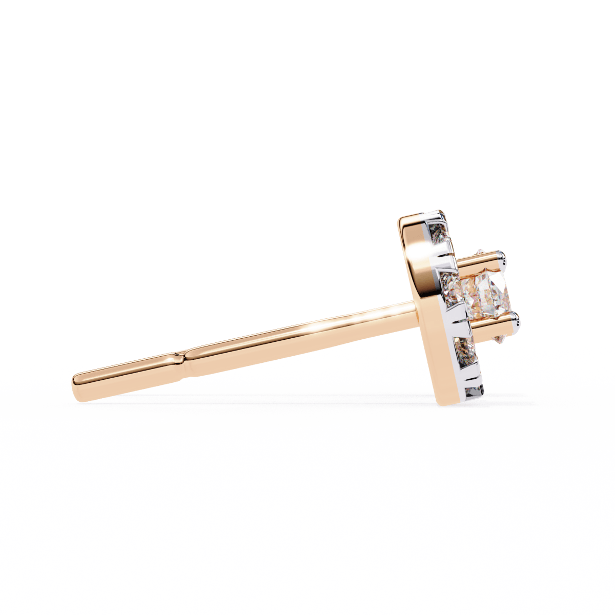 Reverra 14K Gold Round Halo Lab Grown Diamond Stud Earrings For Women, CTTW-0.26