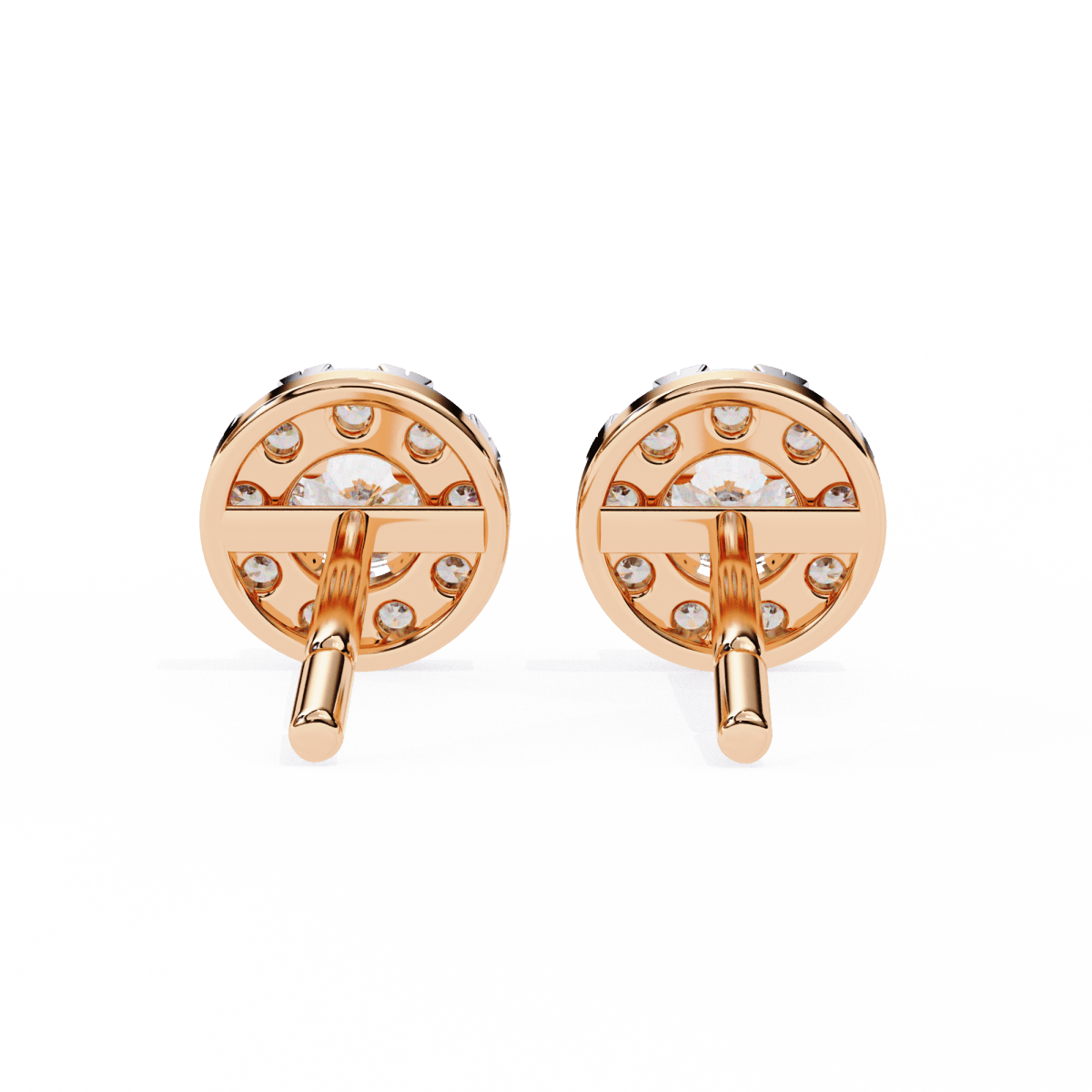 Reverra 14K Gold Round Halo Lab Grown Diamond Stud Earrings For Women, CTTW-0.26