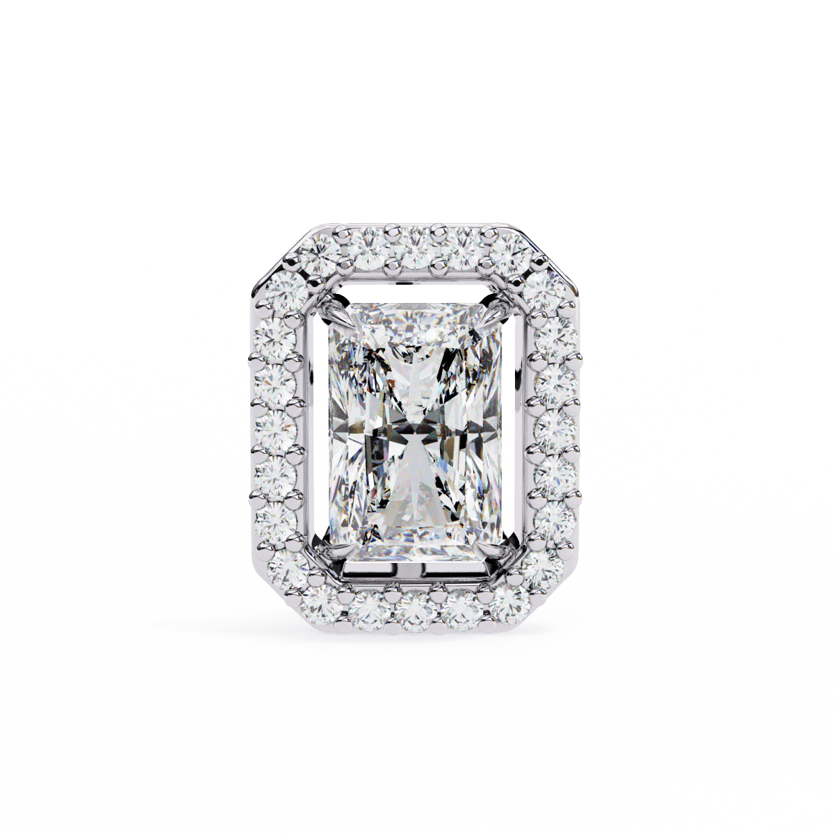 Reverra 14K Gold Radiant Halo Lab Grown Diamond Stud Earrings For Women, CTTW-0.95