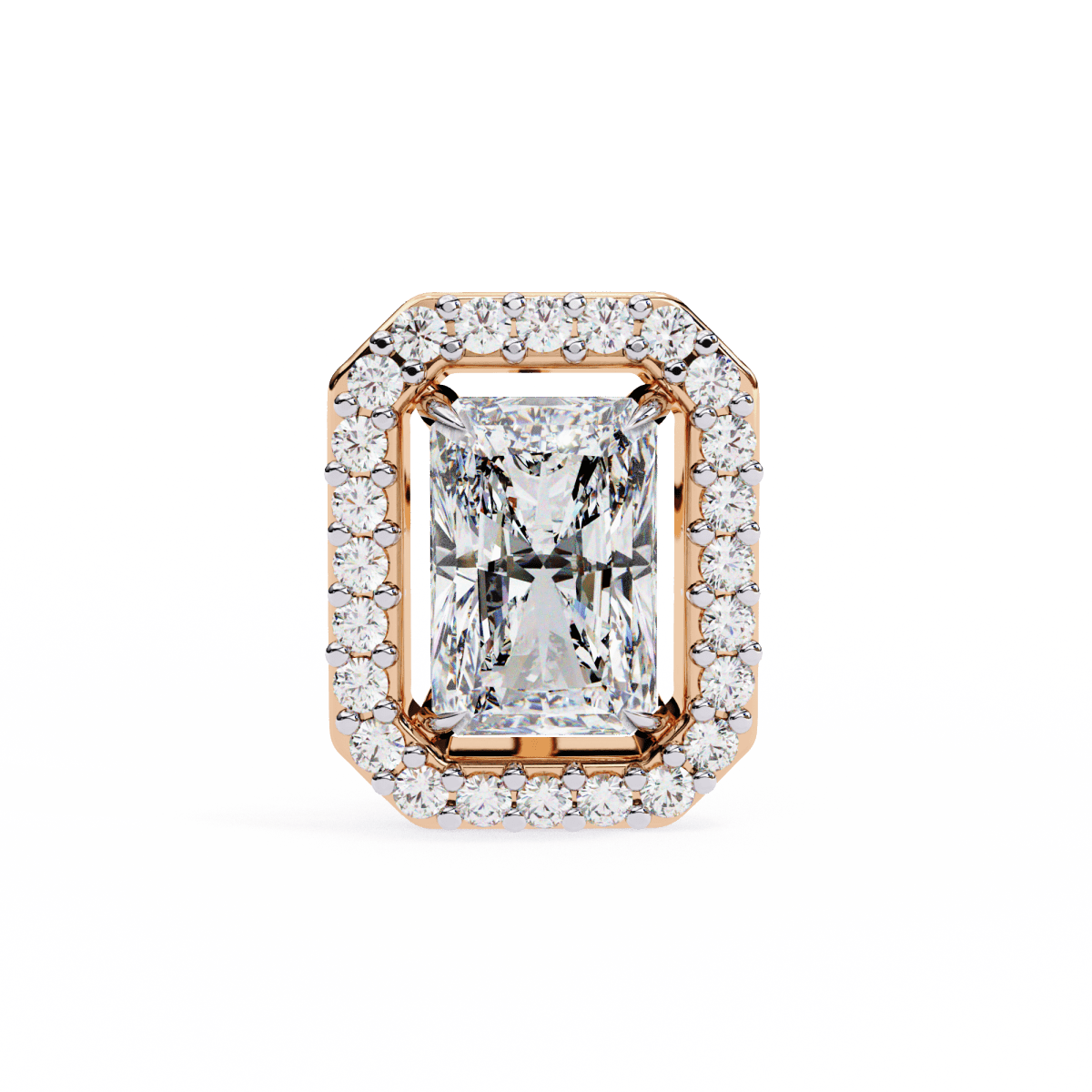 Reverra 14K Gold Radiant Halo Lab Grown Diamond Stud Earrings For Women, CTTW-0.95