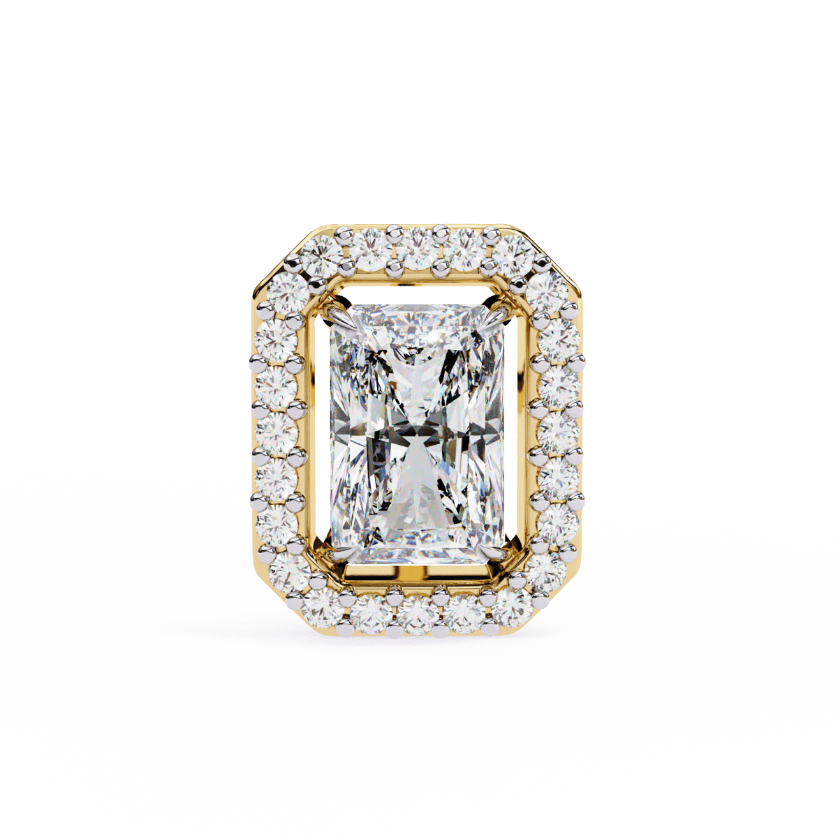 Reverra 14K Gold Radiant Halo Lab Grown Diamond Stud Earrings For Women, CTTW-0.95