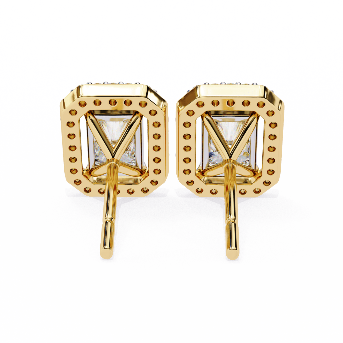Reverra 14K Gold Radiant Halo Lab Grown Diamond Stud Earrings For Women, CTTW-0.95