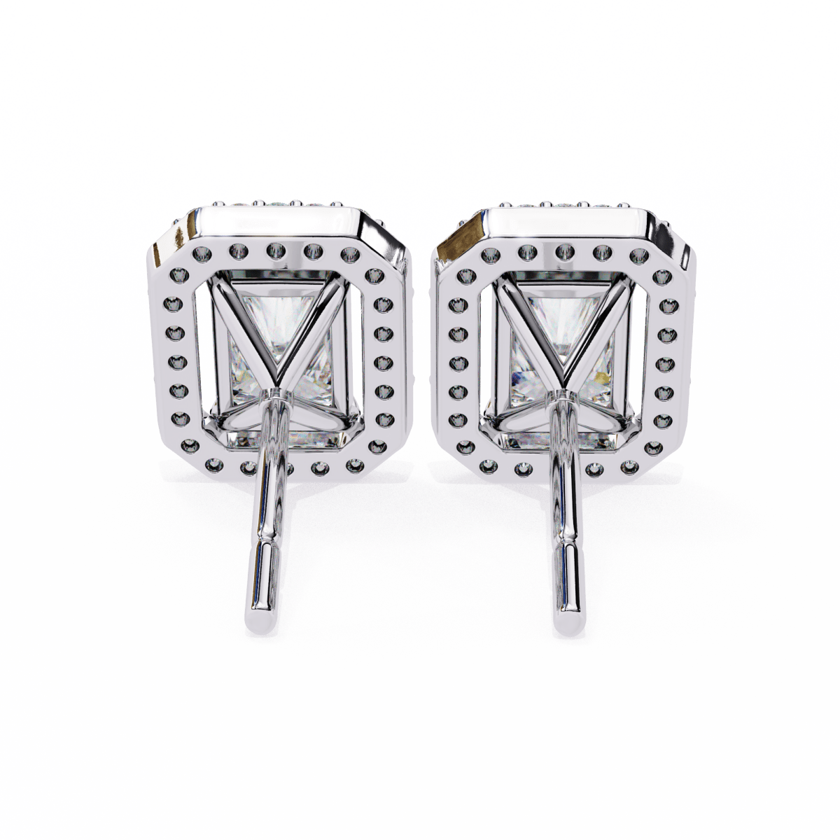 Reverra 14K Gold Radiant Halo Lab Grown Diamond Stud Earrings For Women, CTTW-0.95