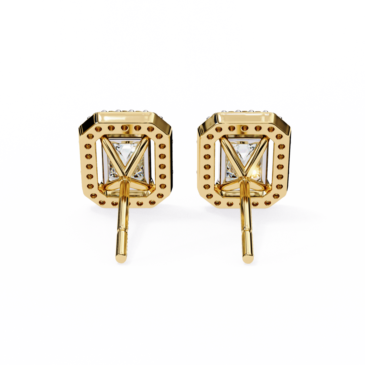Reverra 14K Gold Emerald Halo Lab Grown Diamond Stud Earrings For Women, CTTW-0.86