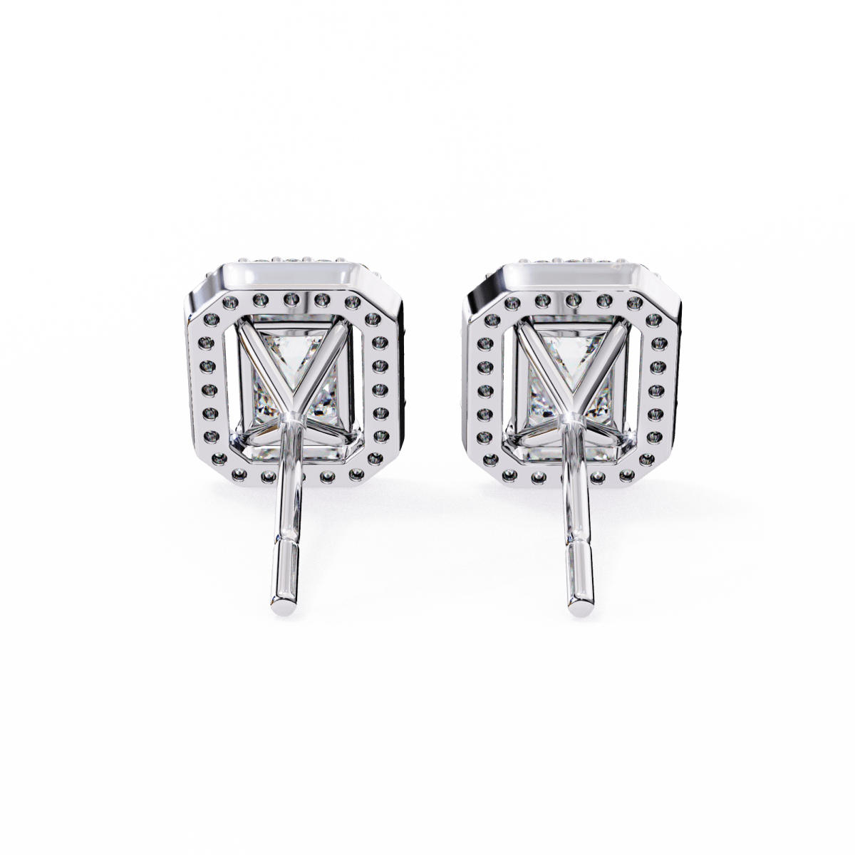 Reverra 14K Gold Emerald Halo Lab Grown Diamond Stud Earrings For Women, CTTW-0.86