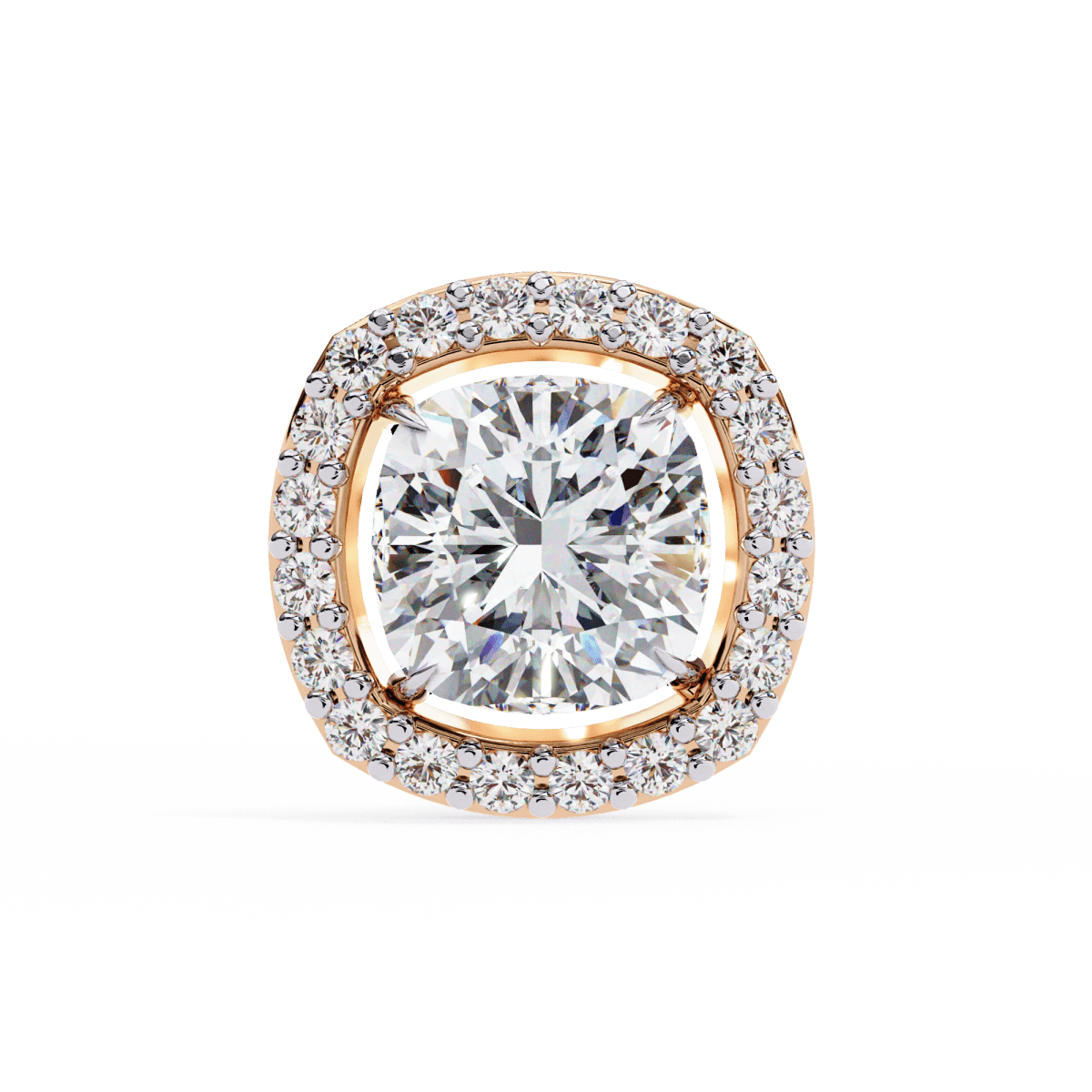 Reverra 14K Gold Cushion Halo Lab Grown Diamond Stud Earrings For Women, CTTW-0.96