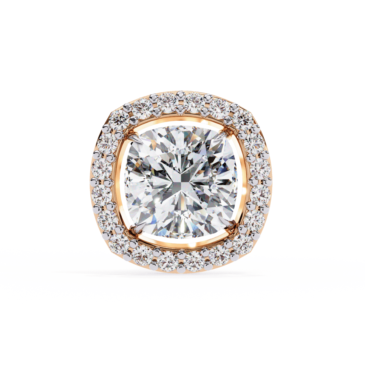 Reverra 14K Gold Cushion Halo Lab Grown Diamond Stud Earrings For Women, CTTW-0.96