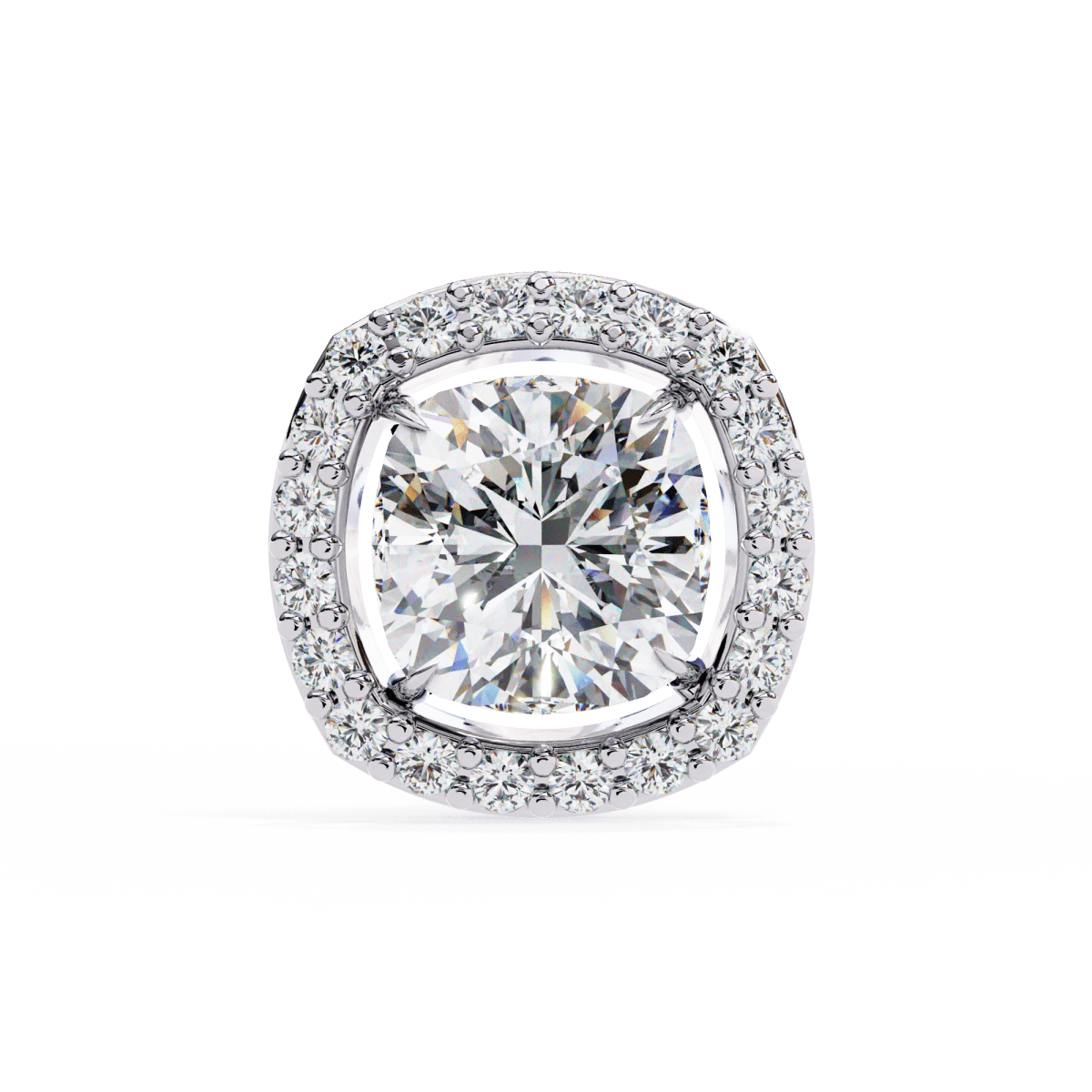 Reverra 14K Gold Cushion Halo Lab Grown Diamond Stud Earrings For Women, CTTW-0.96