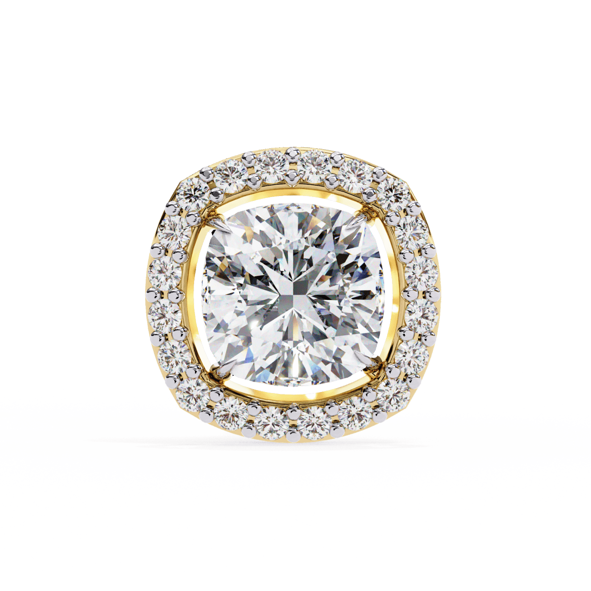 Reverra 14K Gold Cushion Halo Lab Grown Diamond Stud Earrings For Women, CTTW-0.96