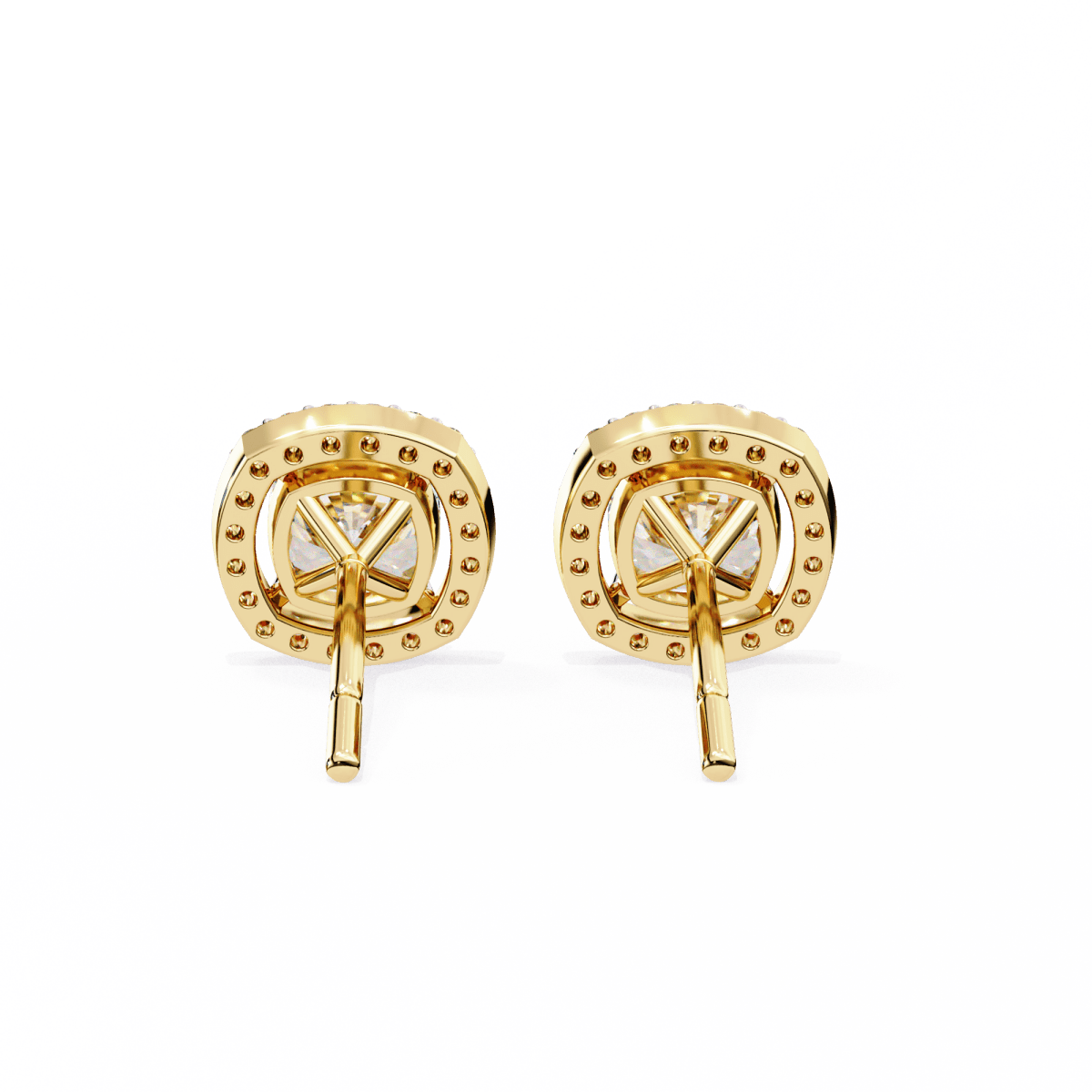 Reverra 14K Gold Cushion Halo Lab Grown Diamond Stud Earrings For Women, CTTW-0.96