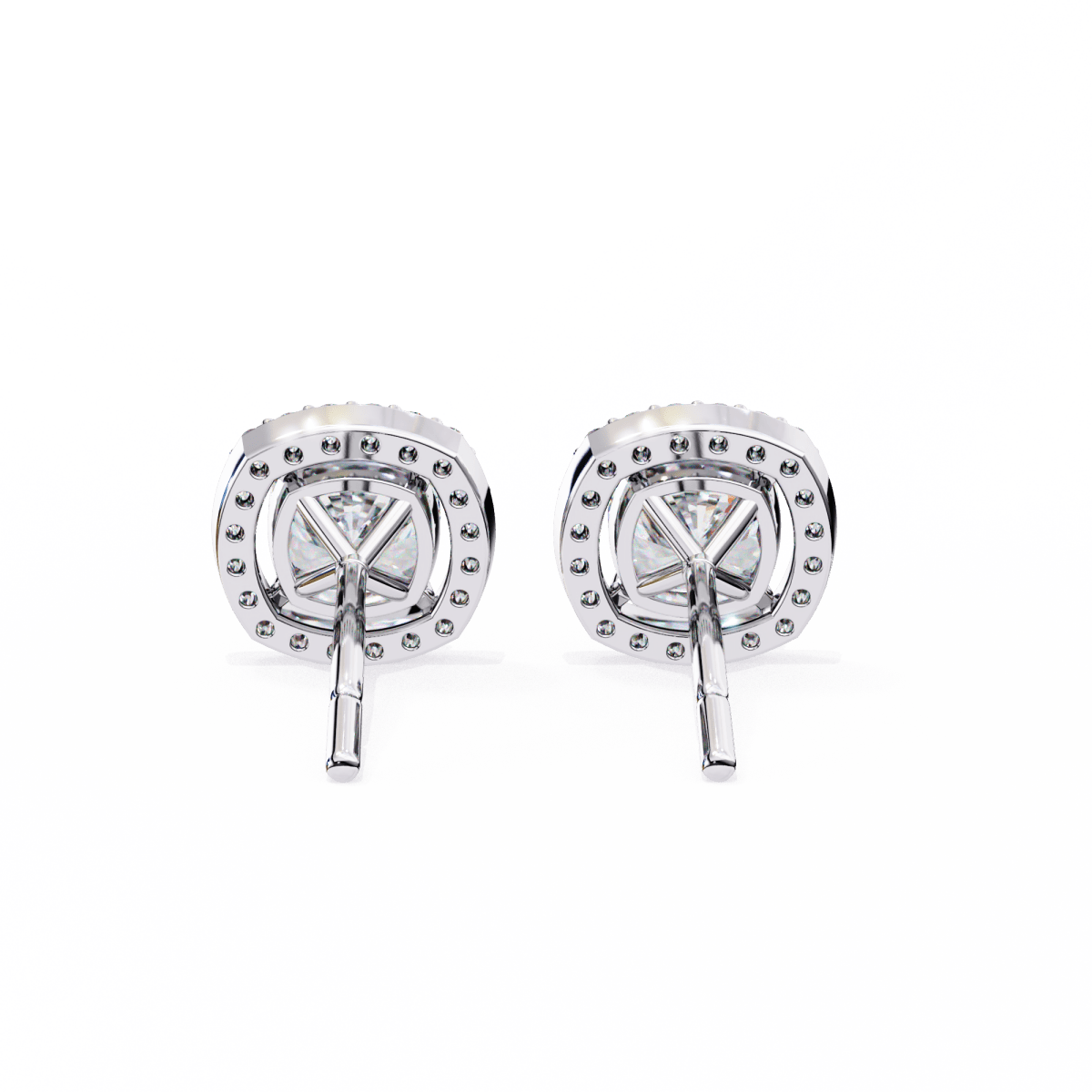 Reverra 14K Gold Cushion Halo Lab Grown Diamond Stud Earrings For Women, CTTW-0.96