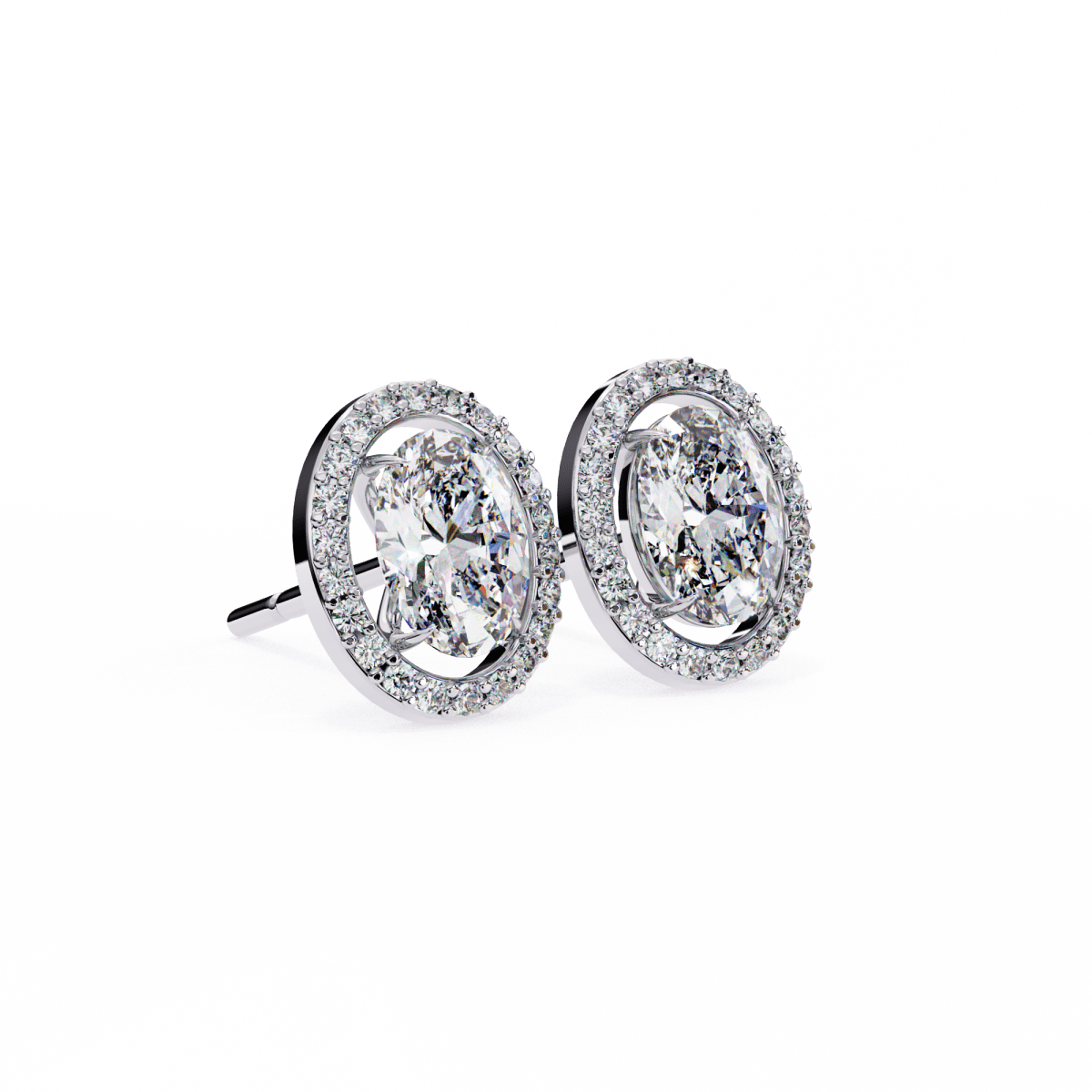 Reverra 14K Gold Oval Halo Lab Grown Diamond Stud Earrings For Women, CTTW-0.97