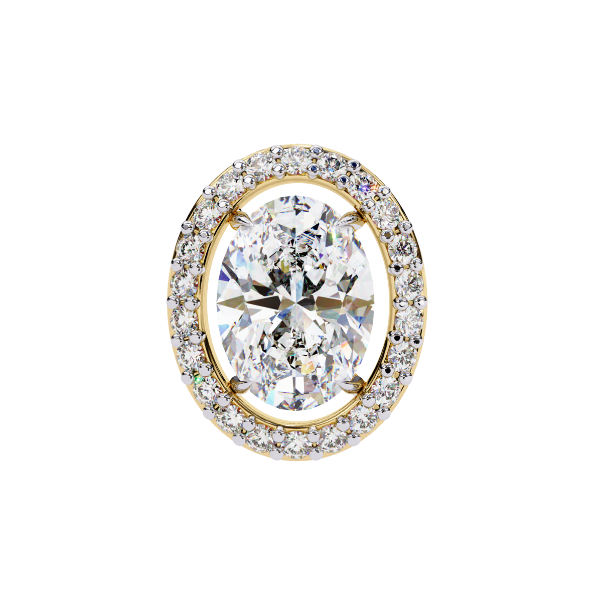 Reverra 14K Gold Oval Halo Lab Grown Diamond Stud Earrings For Women, CTTW-0.97