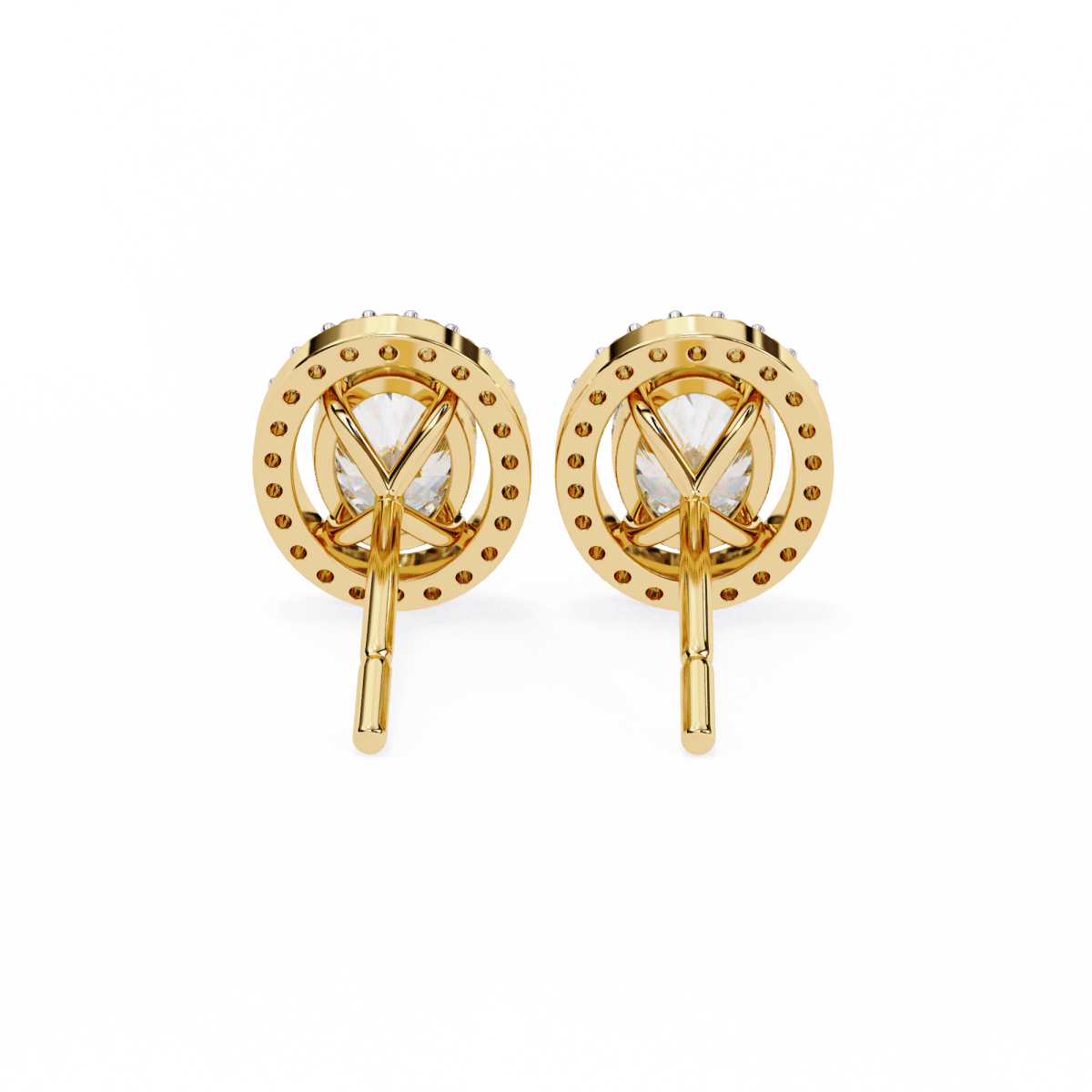 Reverra 14K Gold Oval Halo Lab Grown Diamond Stud Earrings For Women, CTTW-0.97