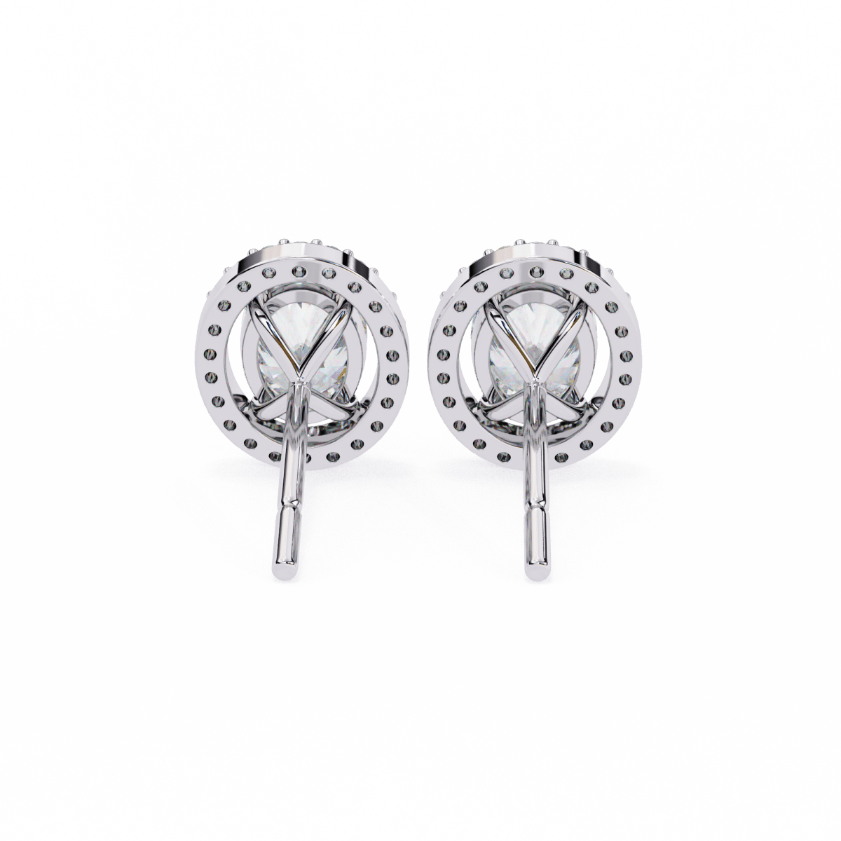Reverra 14K Gold Oval Halo Lab Grown Diamond Stud Earrings For Women, CTTW-0.97