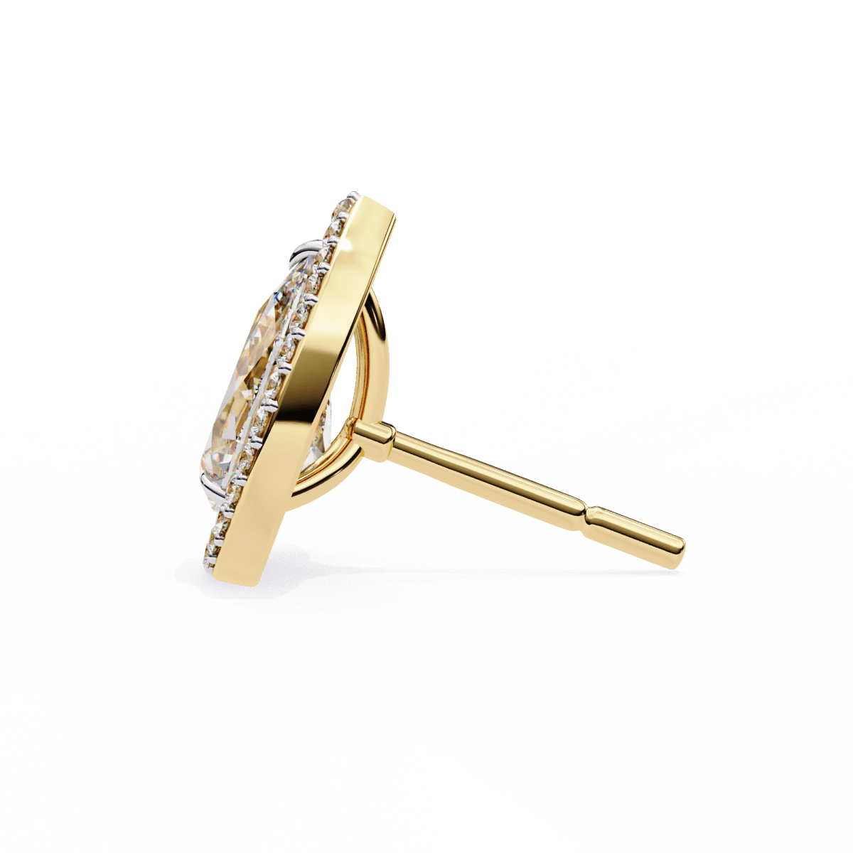 Reverra 14K Gold Pear Halo Lab Grown Diamond Stud Earrings For Women, CTTW-0.81