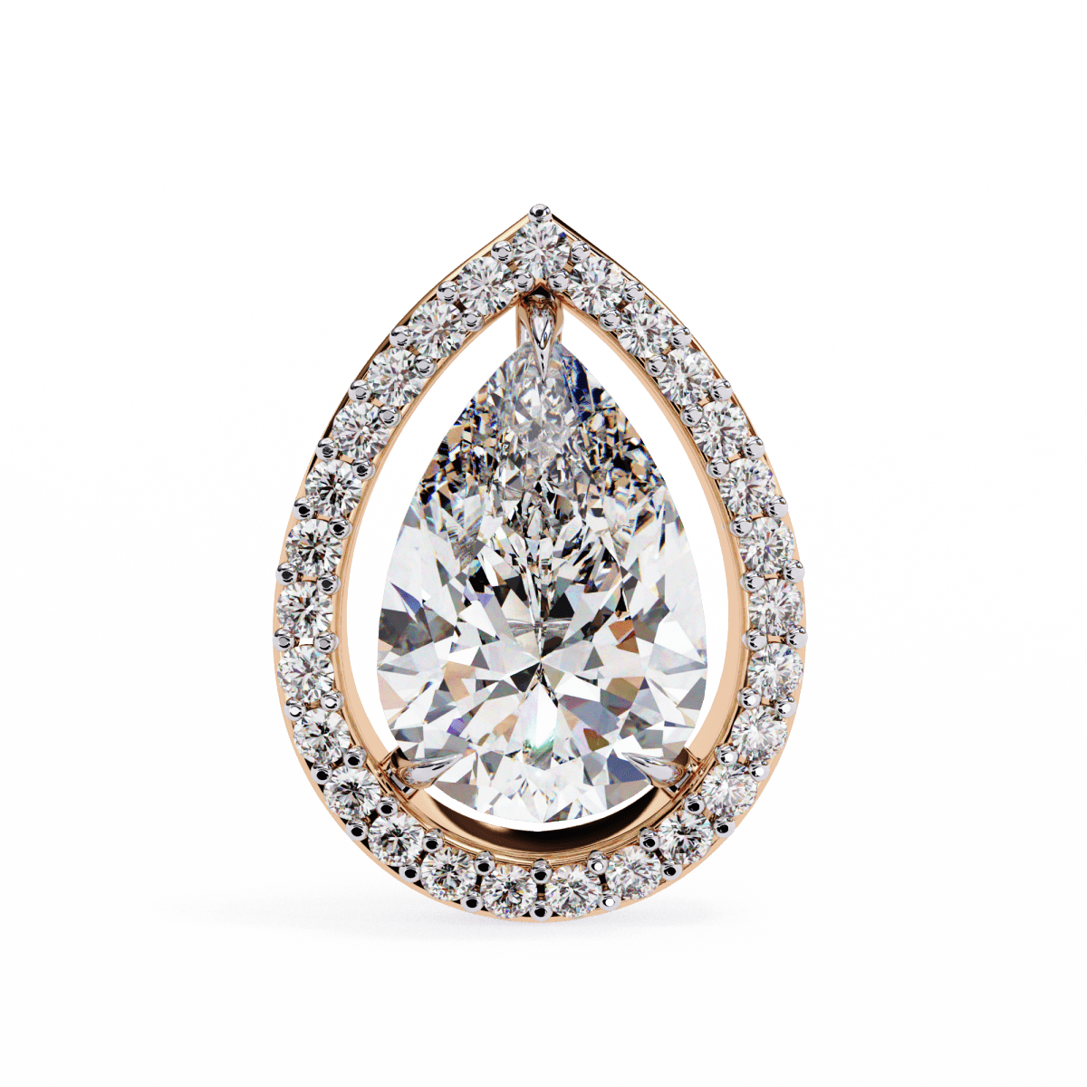 Reverra 14K Gold Pear Halo Lab Grown Diamond Stud Earrings For Women, CTTW-0.81
