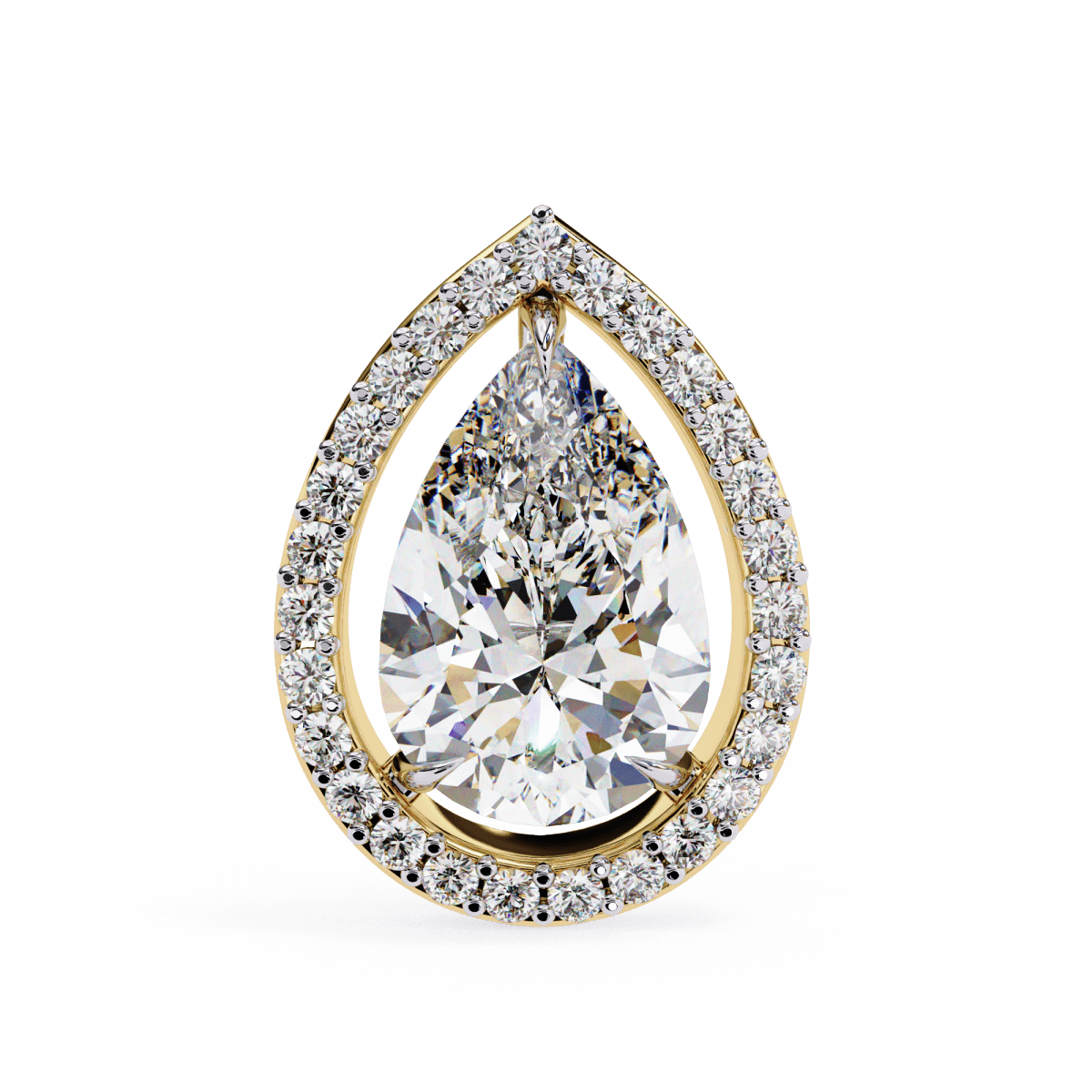 Reverra 14K Gold Pear Halo Lab Grown Diamond Stud Earrings For Women, CTTW-0.81