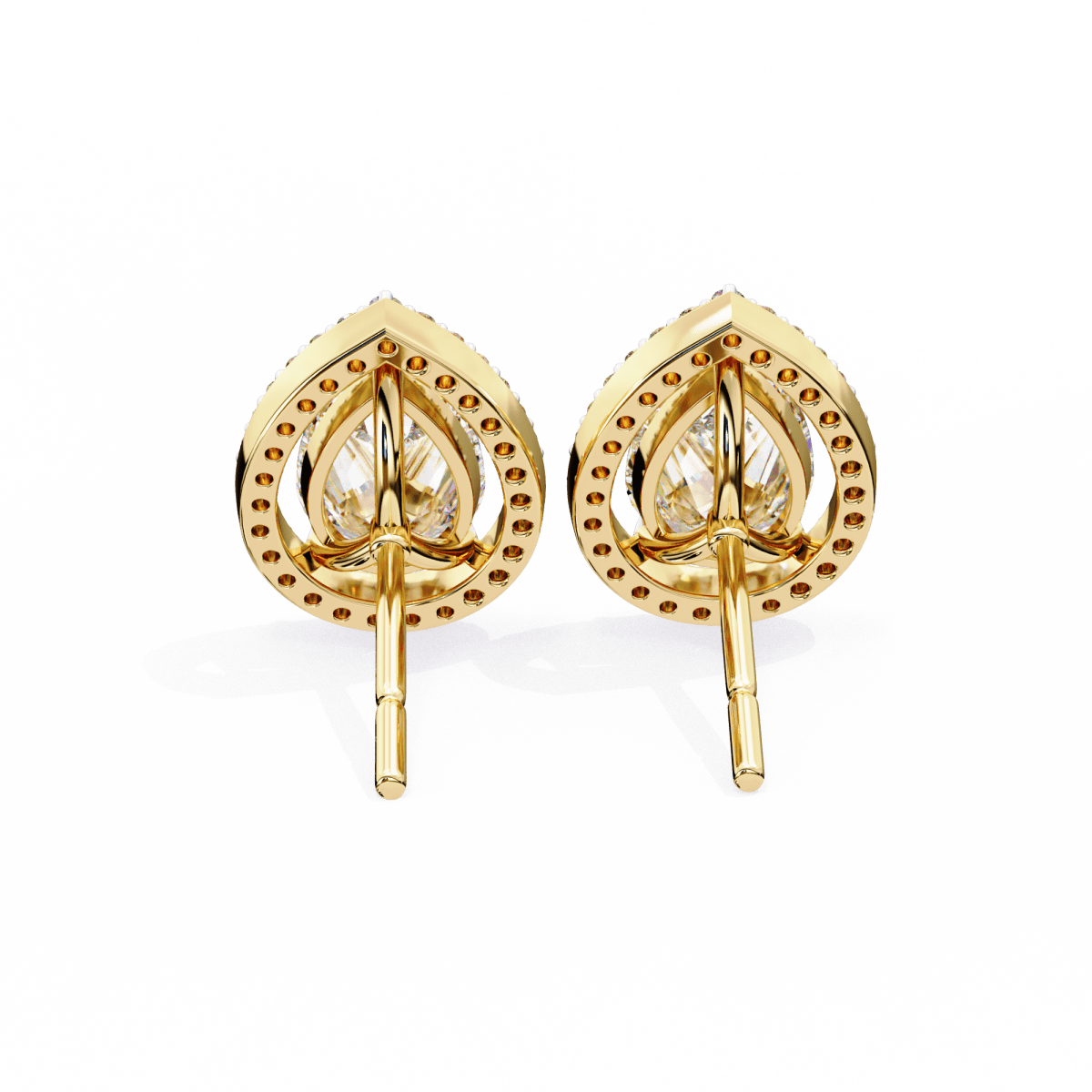 Reverra 14K Gold Pear Halo Lab Grown Diamond Stud Earrings For Women, CTTW-0.81