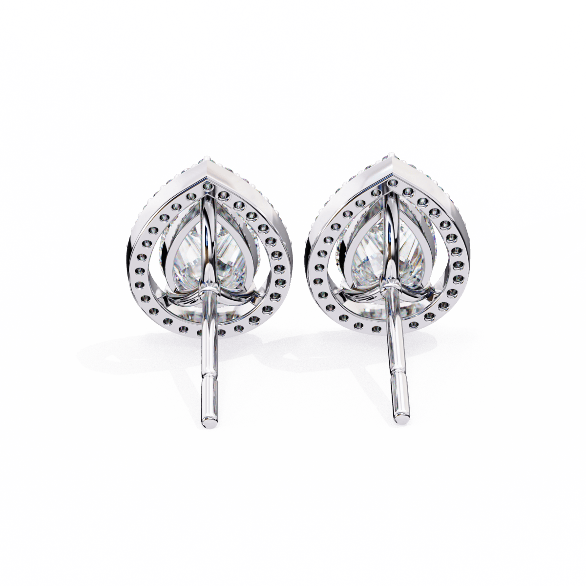 Reverra 14K Gold Pear Halo Lab Grown Diamond Stud Earrings For Women, CTTW-0.81