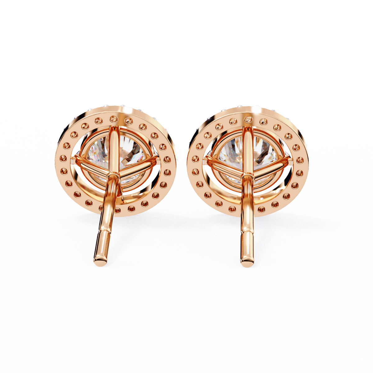 Reverra 14K Gold Round Halo Lab Grown Diamond Stud Earrings For Women, CTTW-0.92