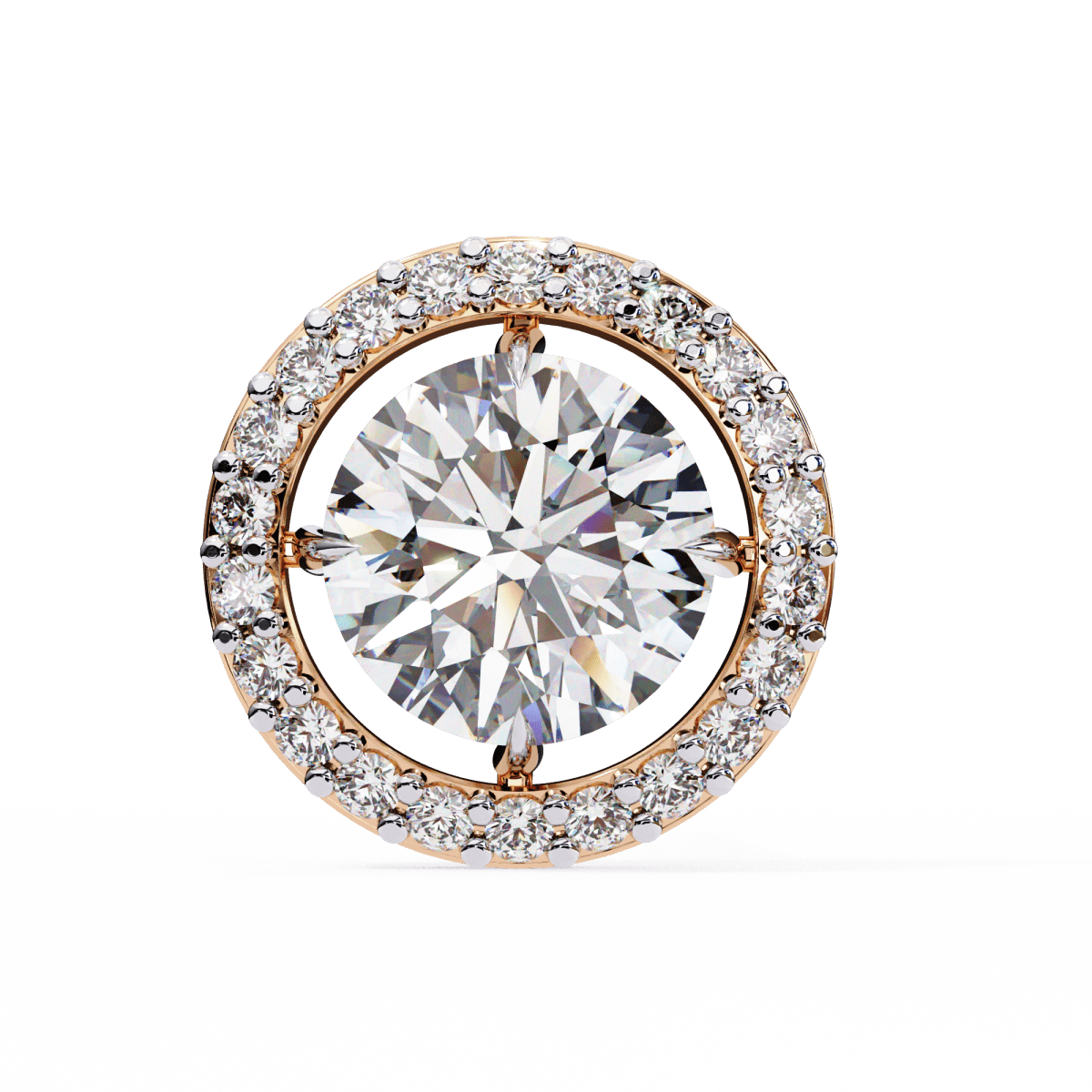 Reverra 14K Gold Round Halo Lab Grown Diamond Stud Earrings For Women, CTTW-0.92