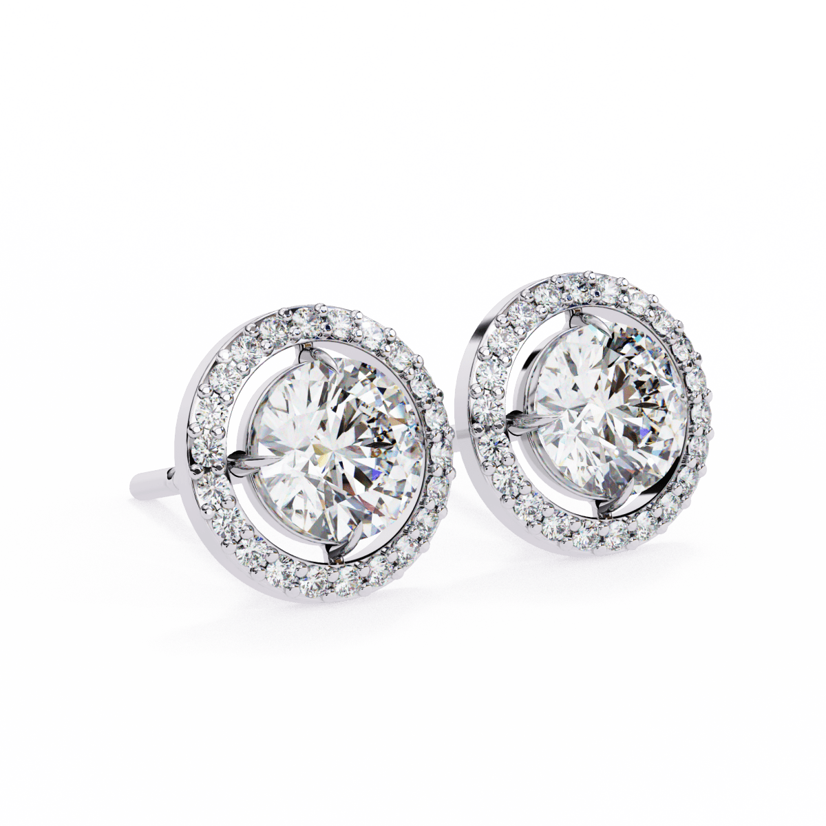Reverra 14K Gold Round Halo Lab Grown Diamond Stud Earrings For Women, CTTW-0.92