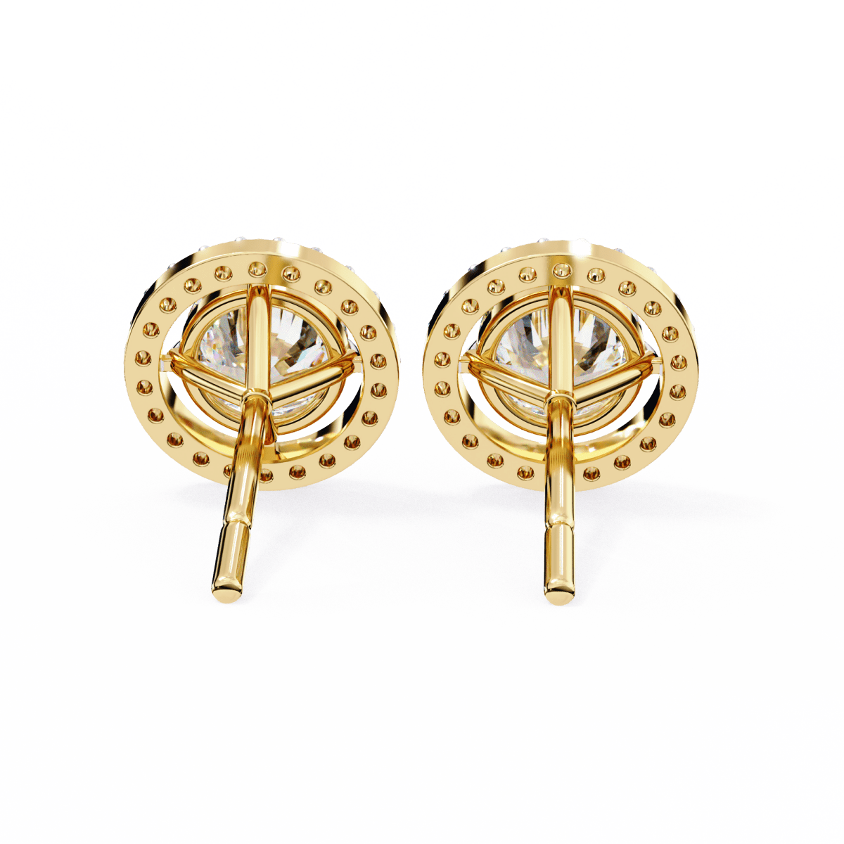 Reverra 14K Gold Round Halo Lab Grown Diamond Stud Earrings For Women, CTTW-0.92