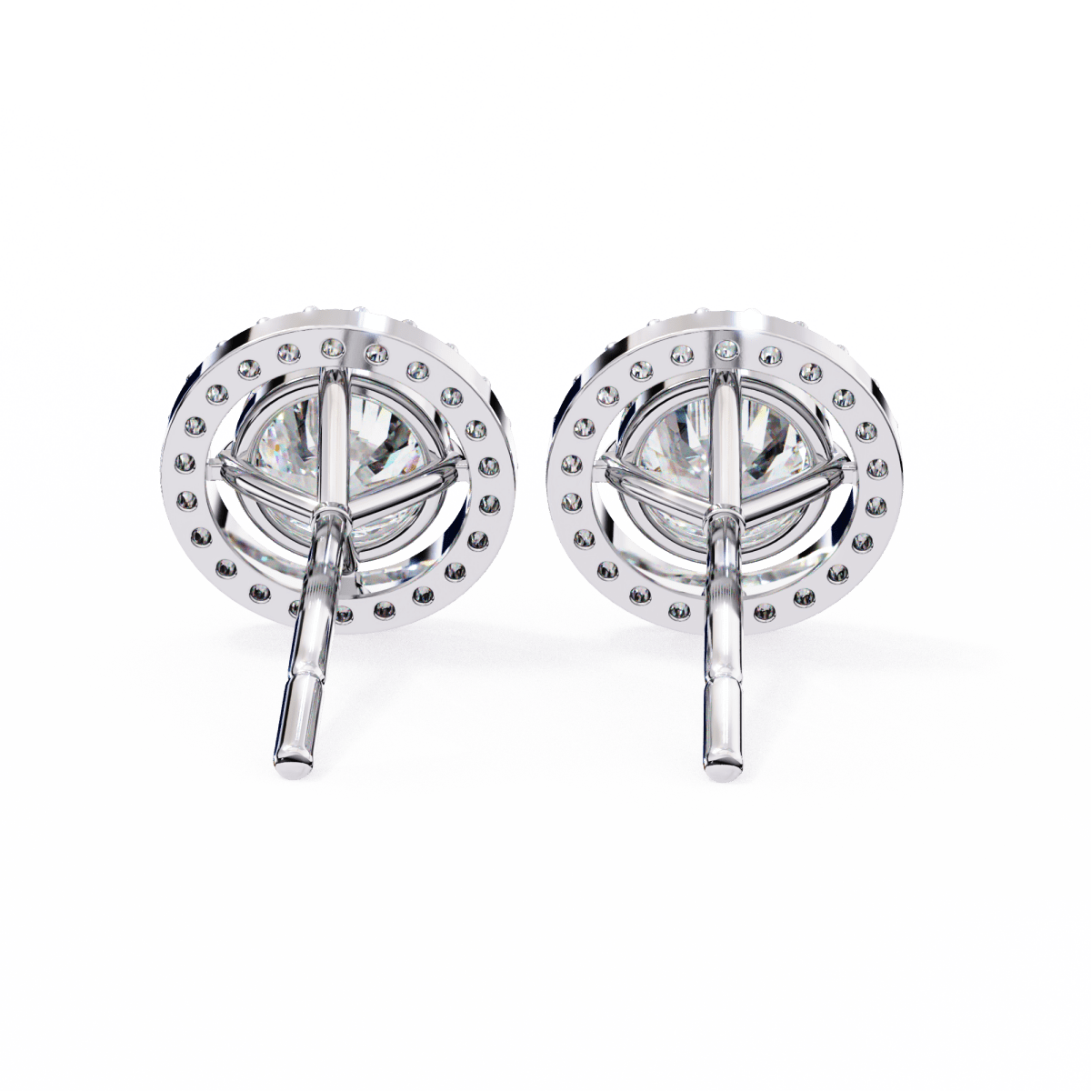 Reverra 14K Gold Round Halo Lab Grown Diamond Stud Earrings For Women, CTTW-0.92