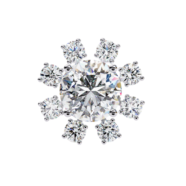 Reverra 14K Gold Round Lab Grown Diamond Petal Cluster Stud Earrings For Women, CTTW-1.22