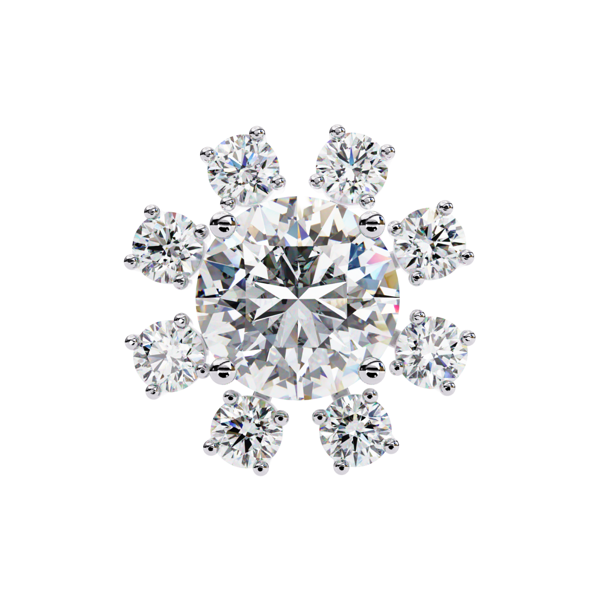 Reverra 14K Gold Round Lab Grown Diamond Petal Cluster Stud Earrings For Women, CTTW-1.22
