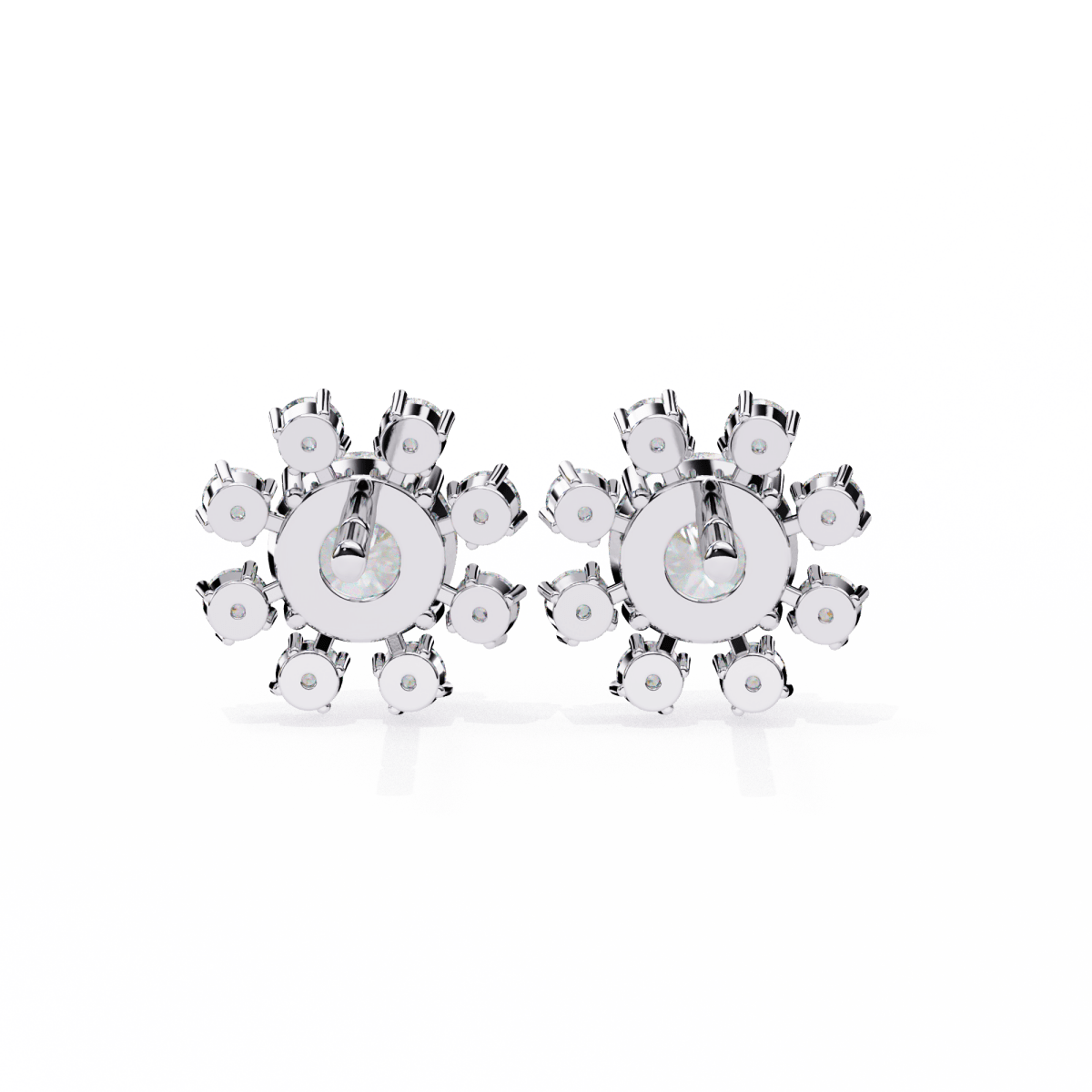 Reverra 14K Gold Round Lab Grown Diamond Petal Cluster Stud Earrings For Women, CTTW-1.22