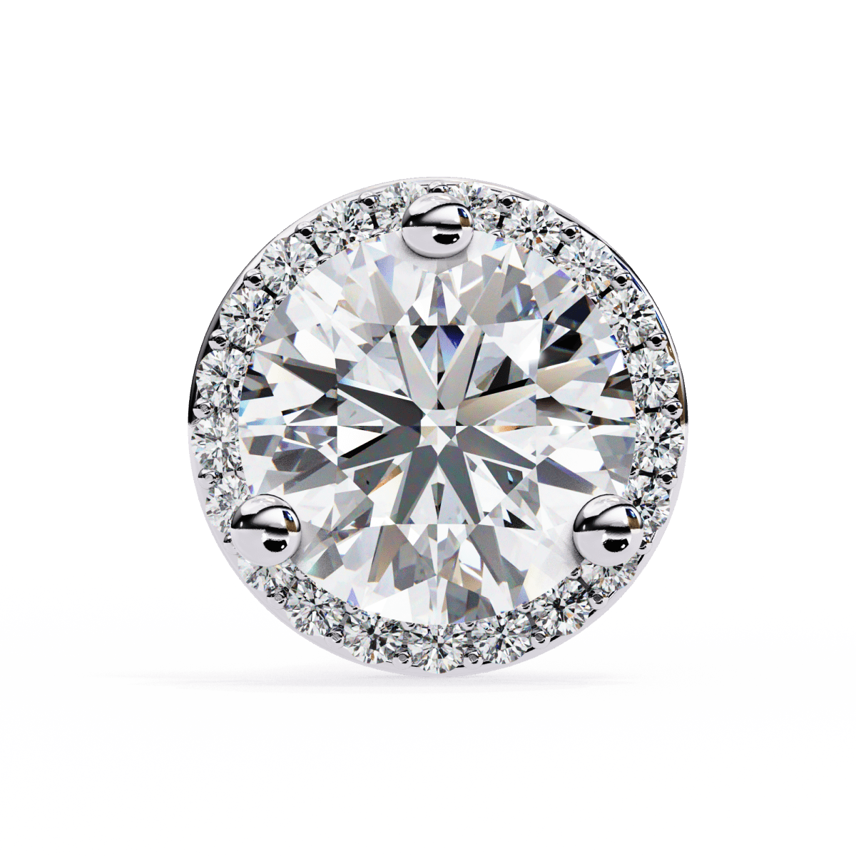 Reverra 14K Gold Round Halo Lab Grown Diamond Stud Earrings For Women, CTTW-1.95