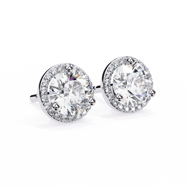 Reverra 14K Gold Round Halo Lab Grown Diamond Stud Earrings For Women, CTTW-1.95