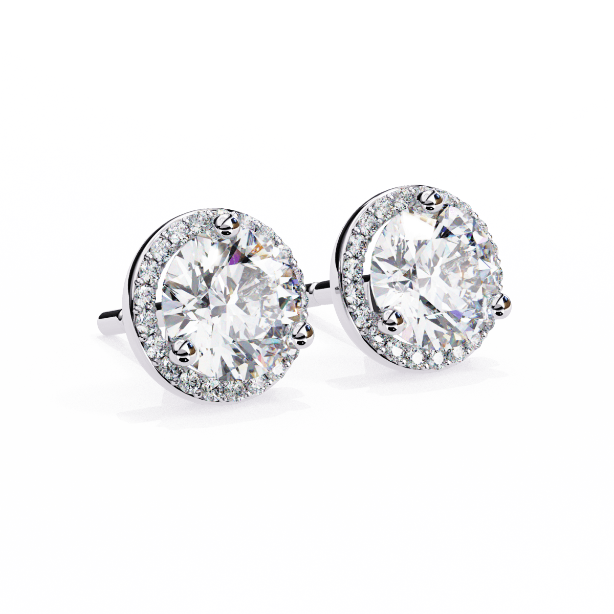 Reverra 14K Gold Round Halo Lab Grown Diamond Stud Earrings For Women, CTTW-1.95