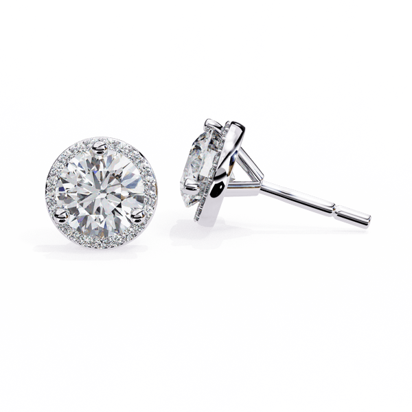 Reverra 14K Gold Round Halo Lab Grown Diamond Stud Earrings For Women, CTTW-1.95