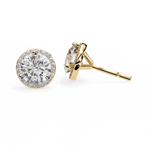 Reverra 14K Gold Round Halo Lab Grown Diamond Stud Earrings For Women, CTTW-1.95
