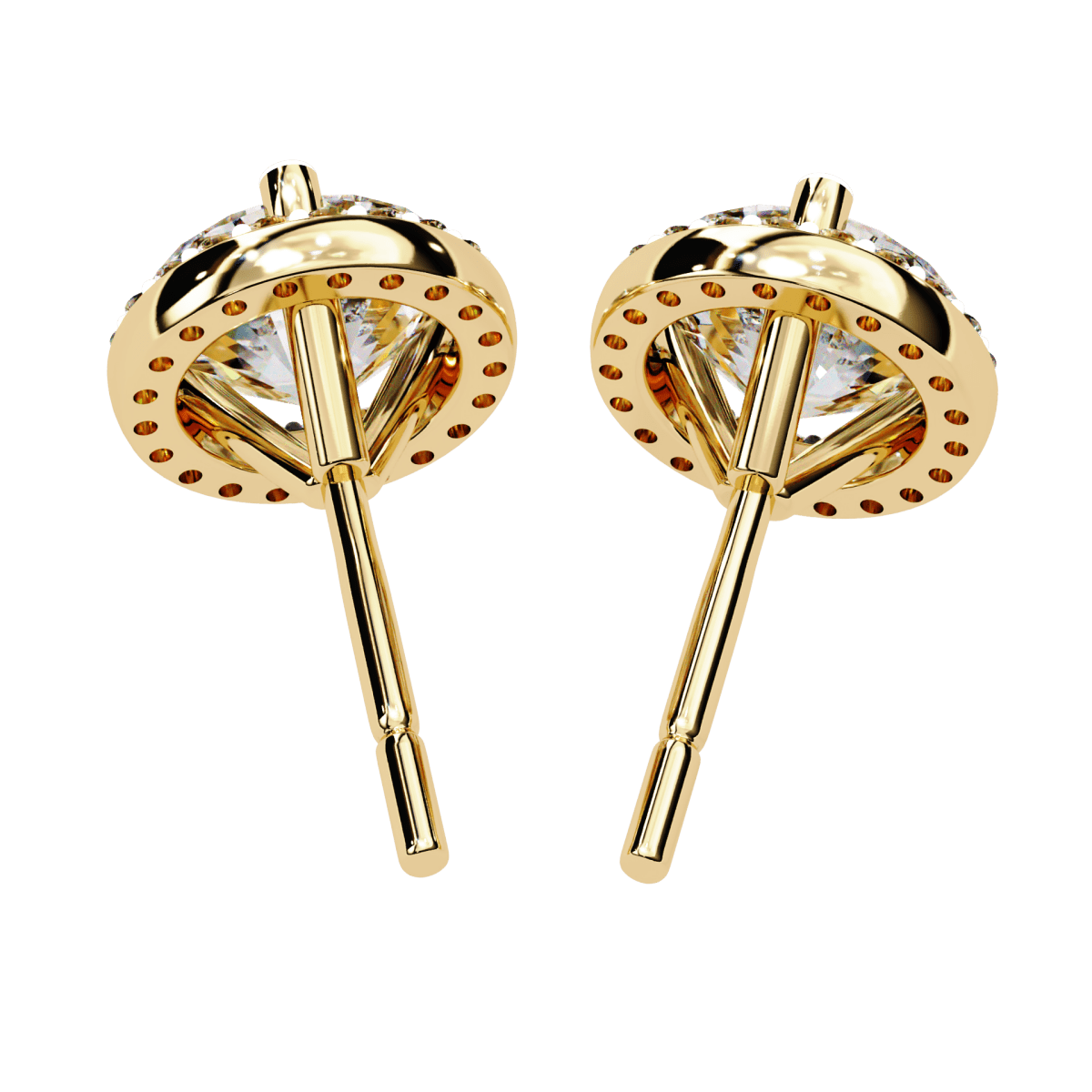 Reverra 14K Gold Round Halo Lab Grown Diamond Stud Earrings For Women, CTTW-1.95