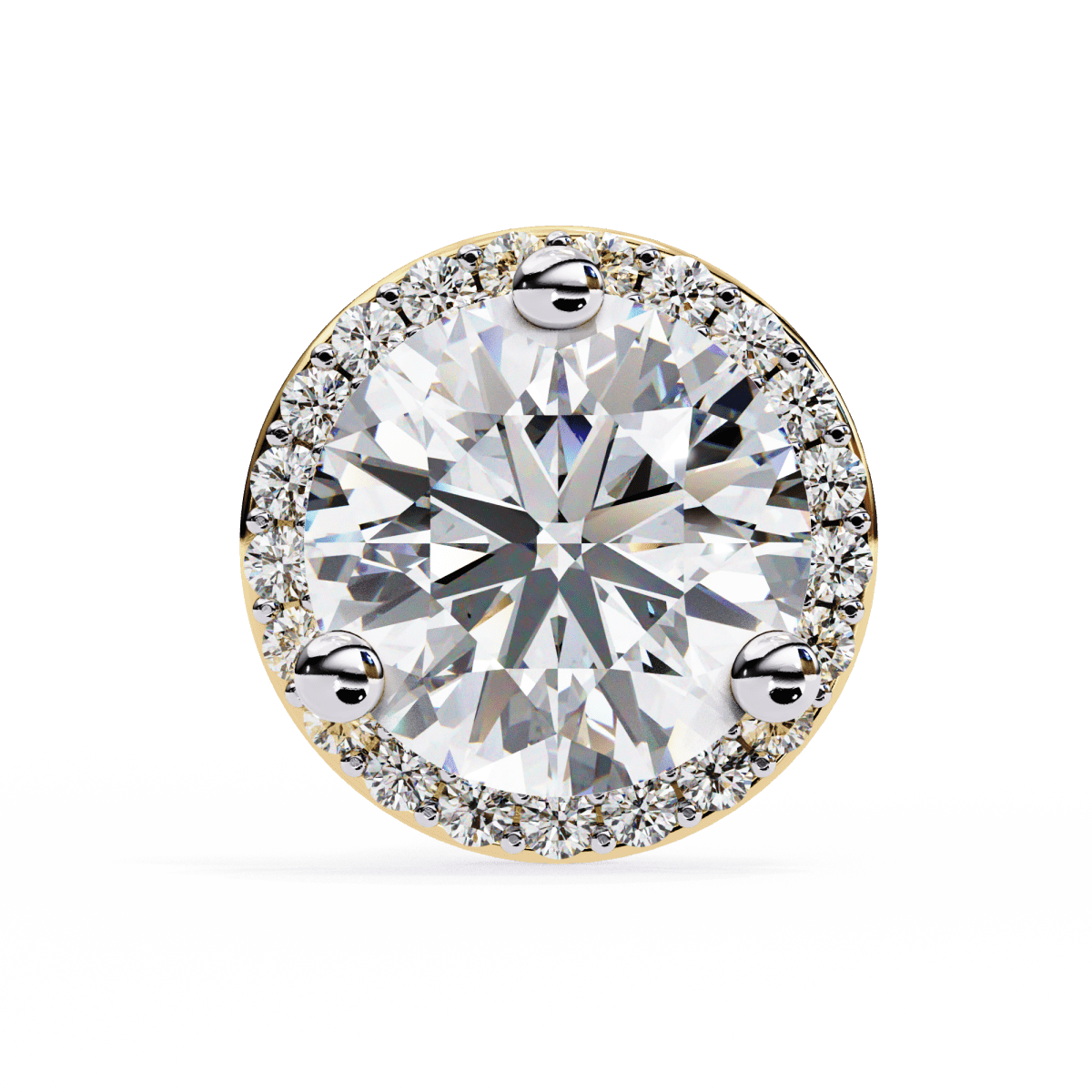 Reverra 14K Gold Round Halo Lab Grown Diamond Stud Earrings For Women, CTTW-1.95