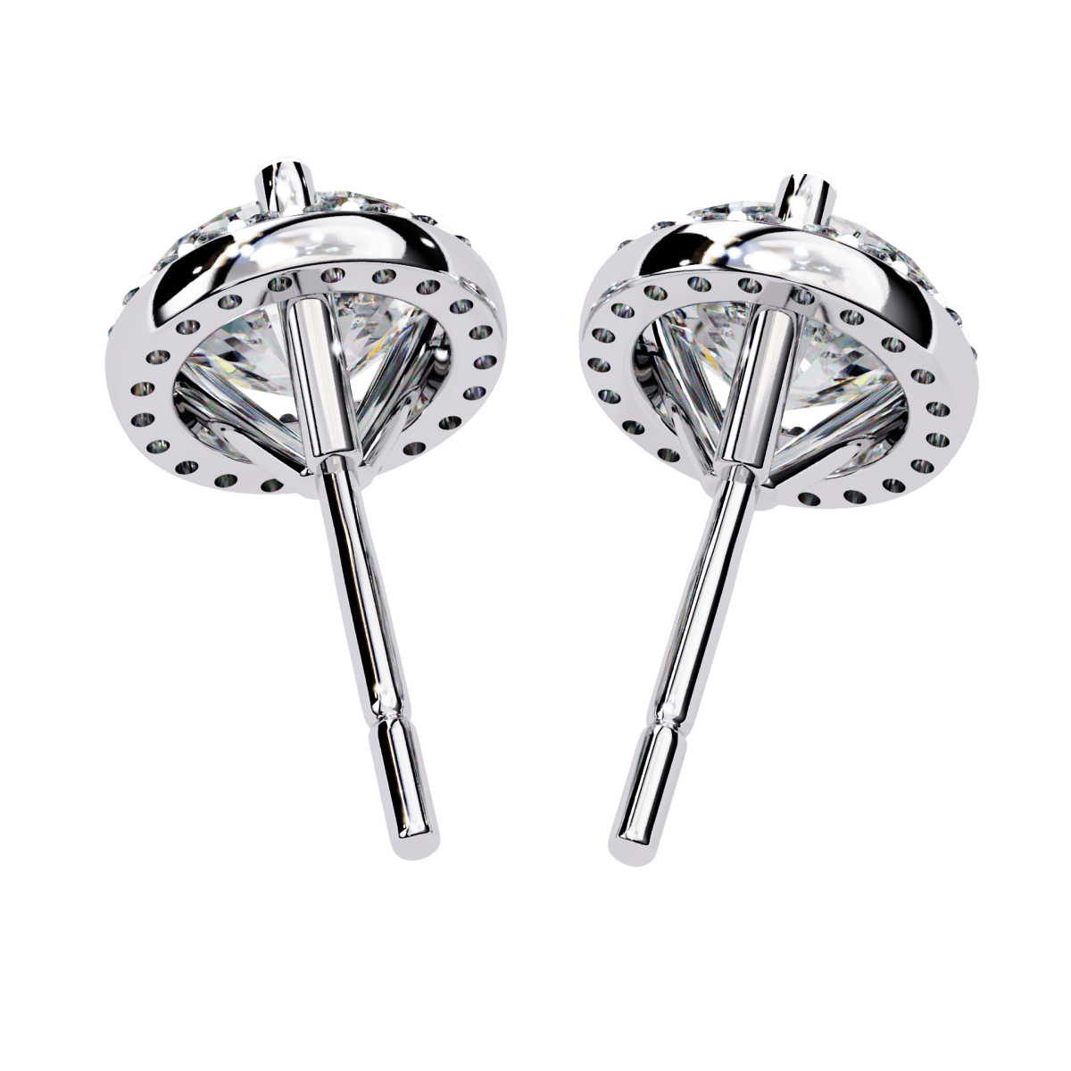 Reverra 14K Gold Round Halo Lab Grown Diamond Stud Earrings For Women, CTTW-1.95