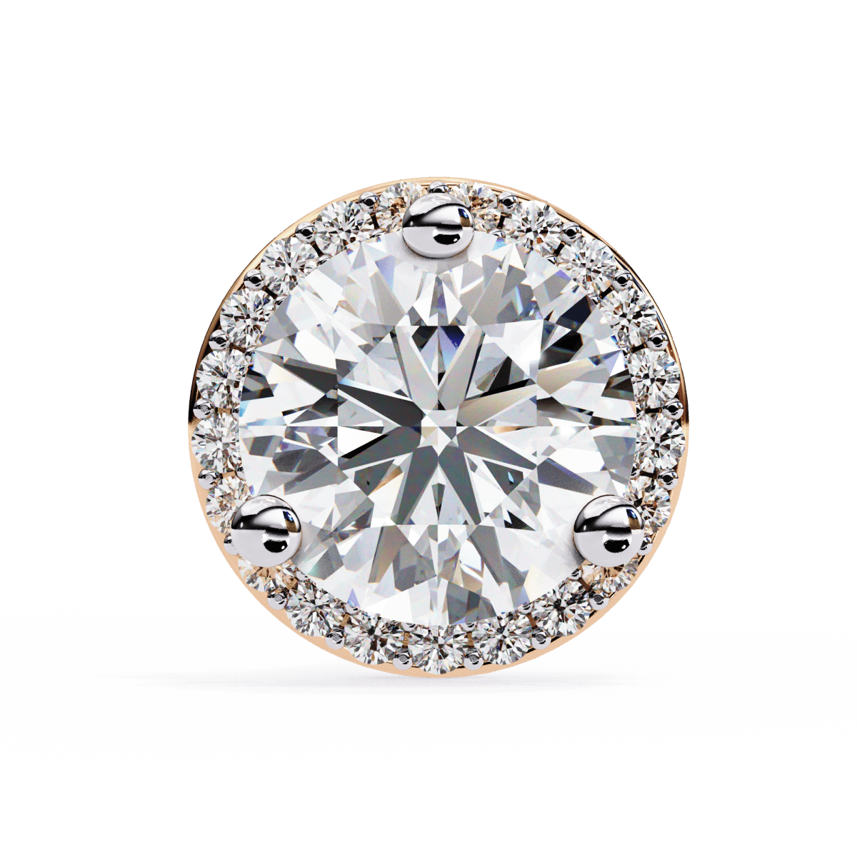 Reverra 14K Gold Round Halo Lab Grown Diamond Stud Earrings For Women, CTTW-1.95